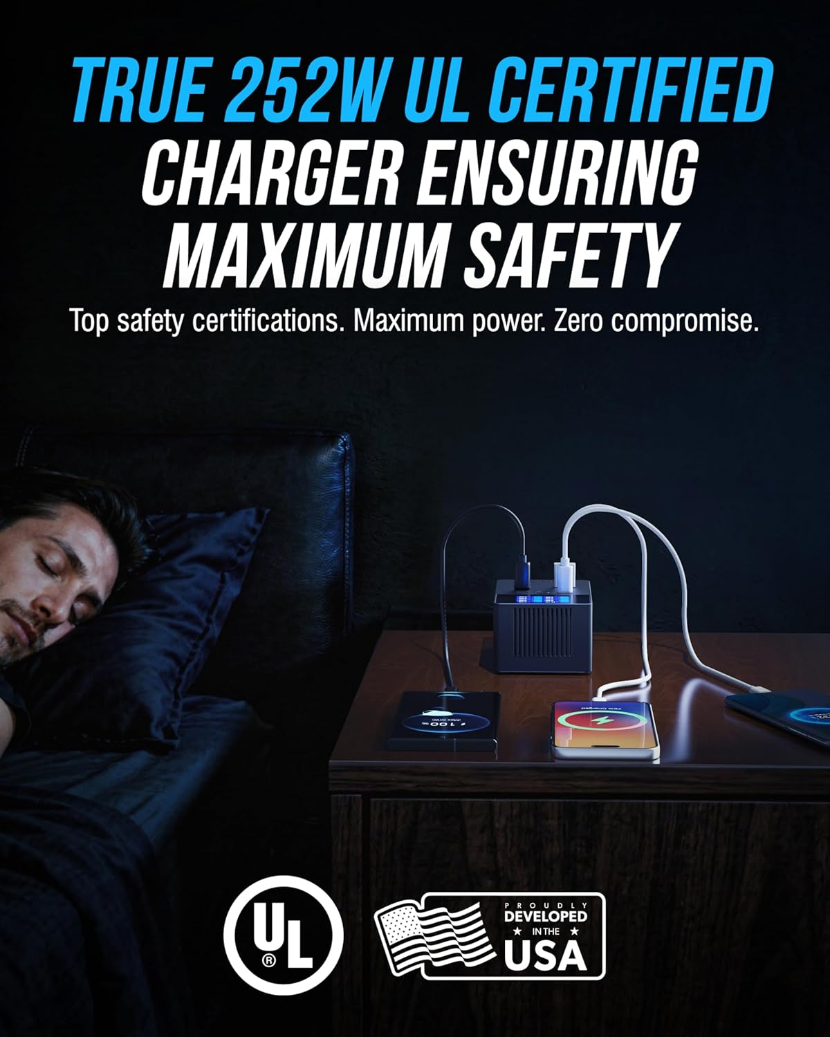 SABRENT VOLTIK Charging Station, 252W 8-Port USB C and USB A Desktop Charger, UL Certified with Real-Time LCD Display, Fast Charging for MacBook, iPhone, Samsung and More