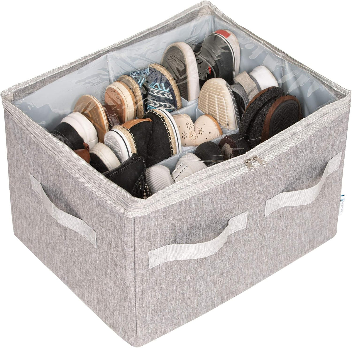 Moteph Shoe Organizer for Closet - Shoe Storage Organizer for Closet Organization with Clear Cover & Adjustable Dividers, Shoe Rack & Basket - (Light Brown, Large - 24 Pairs)