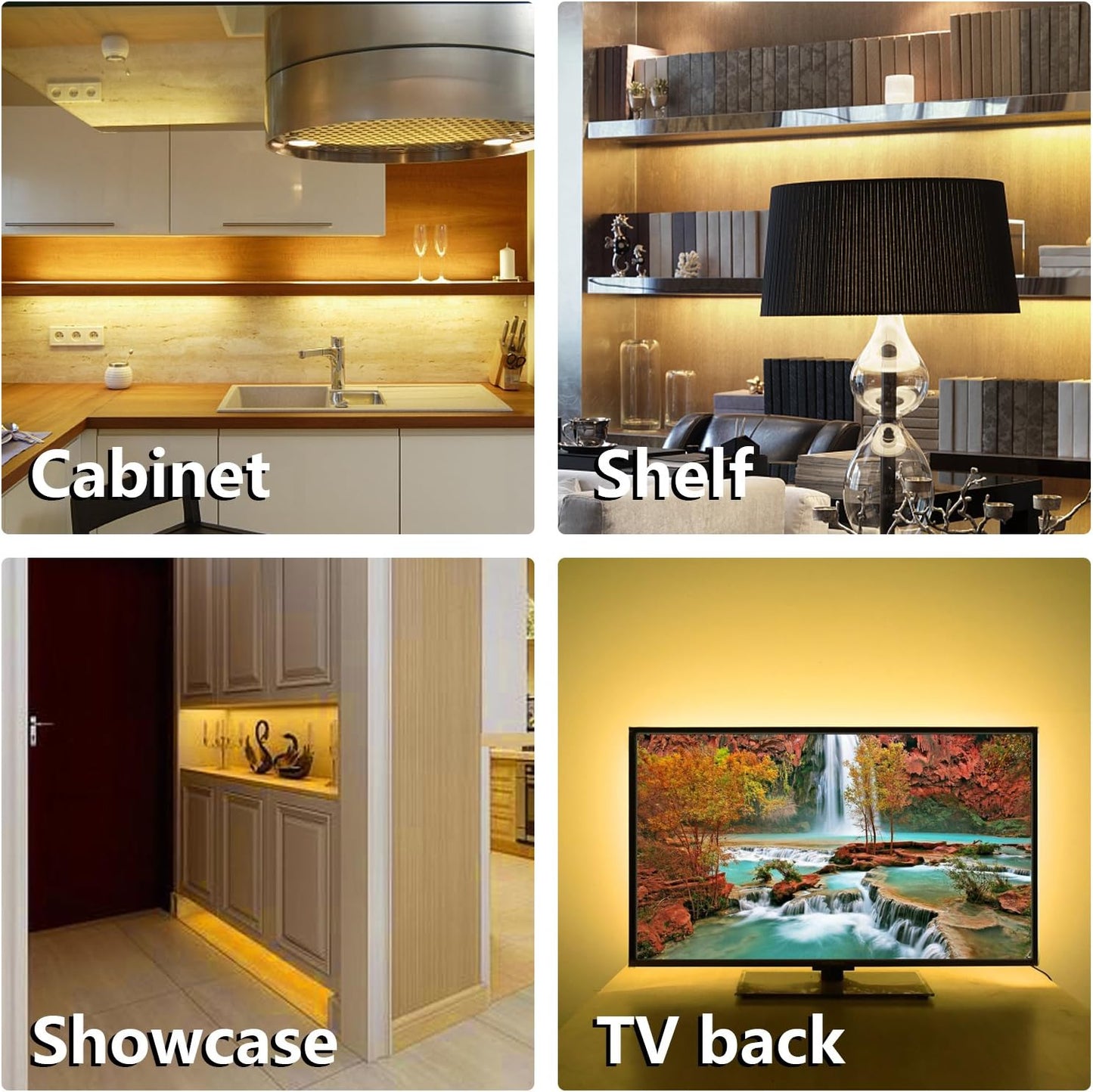 WOBANE Under Cabinet LED Lighting Kit, 6 PCS Dimmable LED Strip Lights with Remote Control Dimmer, 24W Adapter, Hidden 2700K Warm White Set, Bright 1500lm, Timing, Kitchen, Counter, Shelf, Showcase
