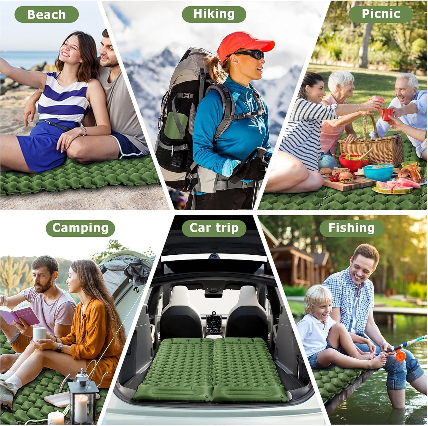 Toncoke Sleeping Pad, Extra Thick & Ultralight Inflatable Sleeping Pad with Pillow, 30s Foot Pump, 3.54” Camping Mat for Comfort, Durable for Camping, Hiking, Backpacking