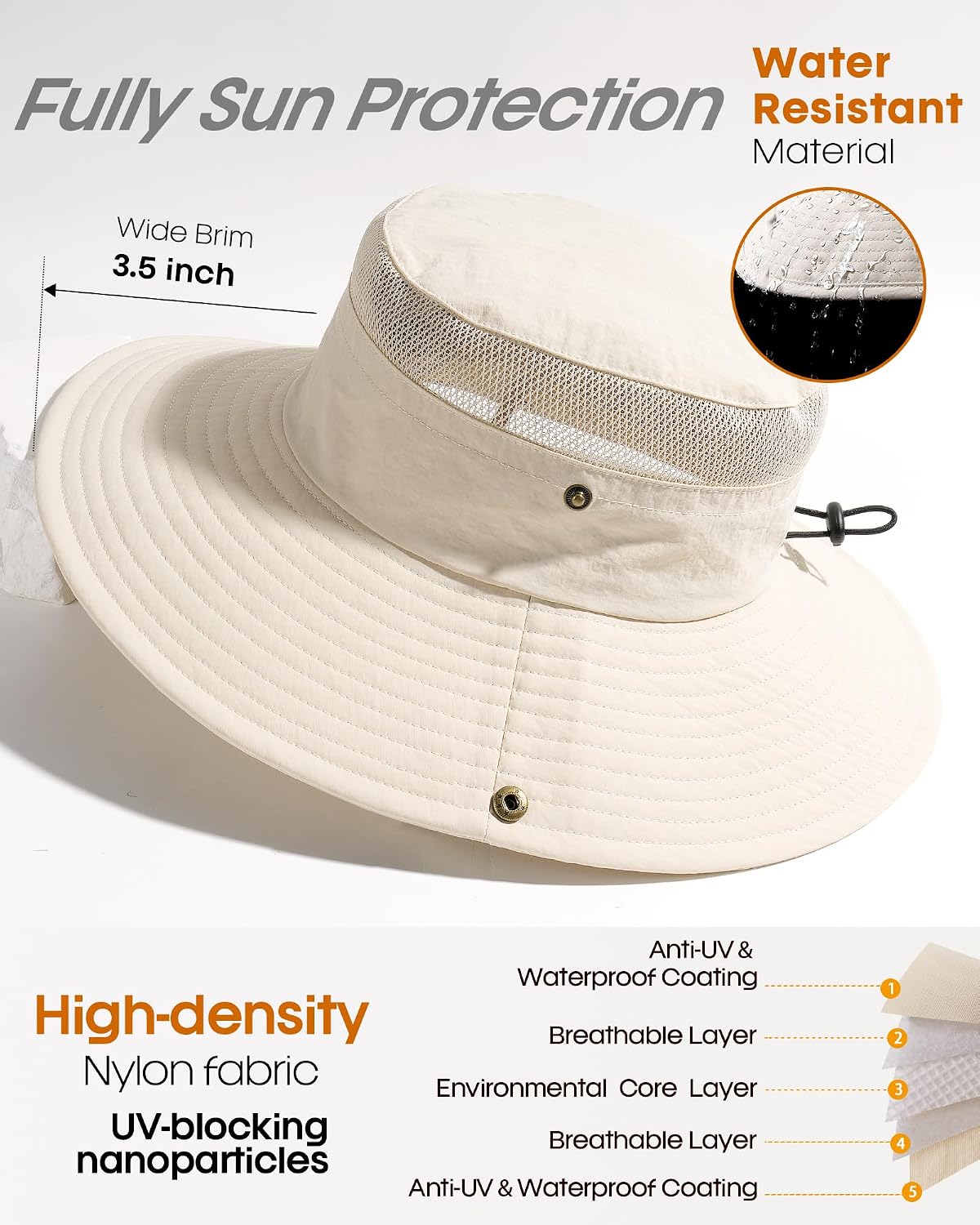 FURTALK Sun Hats for Women with Ponytail Hole Beach Hiking Summer Wide Brim Outdoor UV Protection Packable Bucket Safari Hat