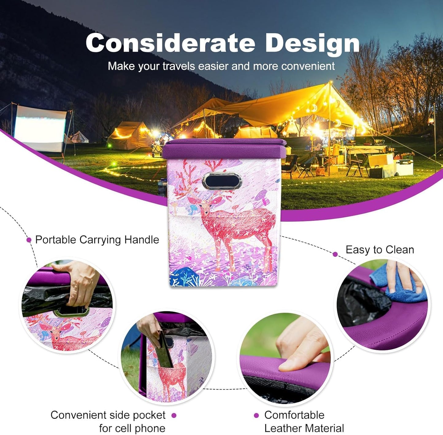 Ann Katy Upgrade XL Portable Toilet for Adults, Extra Large Portable Travel Floding Toilet, Camping Tall Toilets with Lid for Adults and Kids Compact Potty for Car,Hiking,Beach and Camping