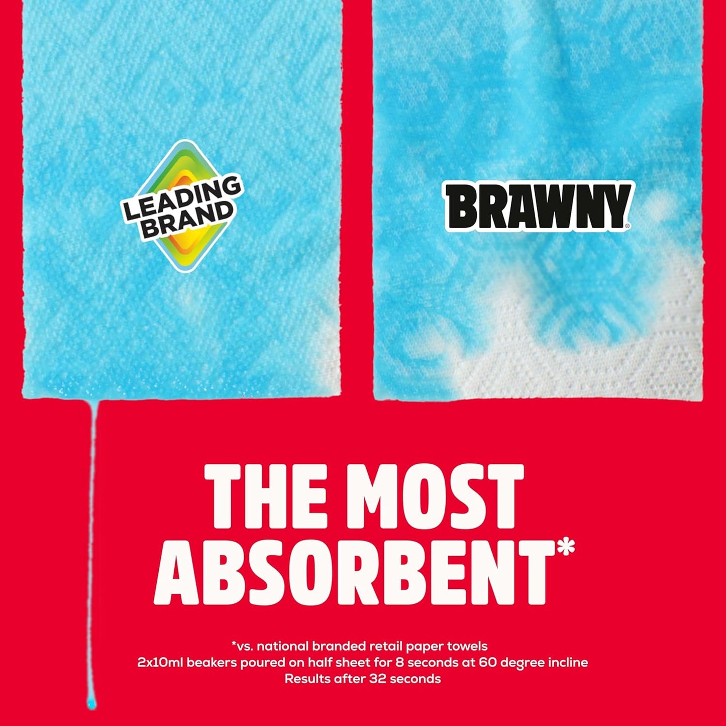Brawny Tear-A-Square 3-Ply Paper Towels, 6 Double Rolls = 12 Regular Rolls, Strong, Absorbent, and Durable with 3 Sheet Sizes (Quarter, Half, Full)