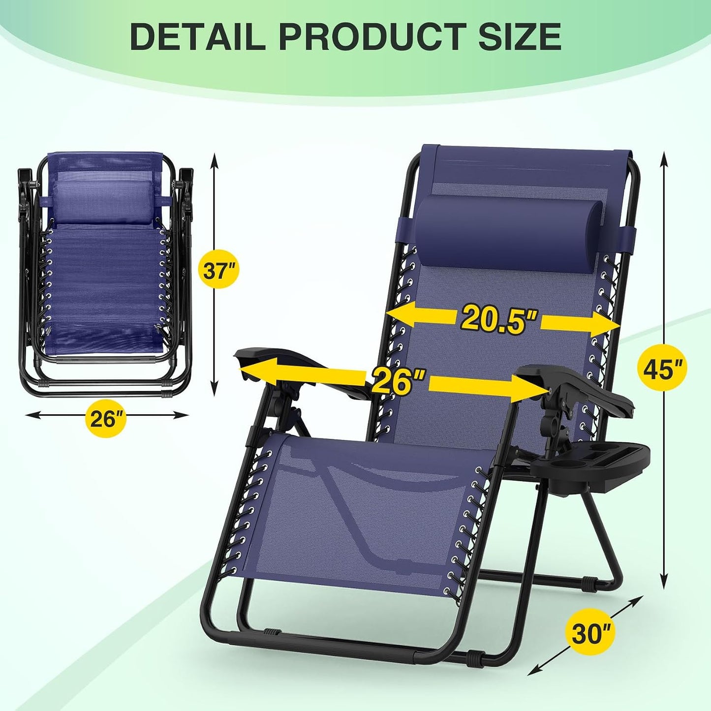 Suteck Zero Gravity Chairs Set of 2, Zero Gravity Lounge Chair w/Upgraded Lock, Big Cup Holder and Pillow, Reclining Patio Chairs Folding Recliner for Indoor and Outdoor