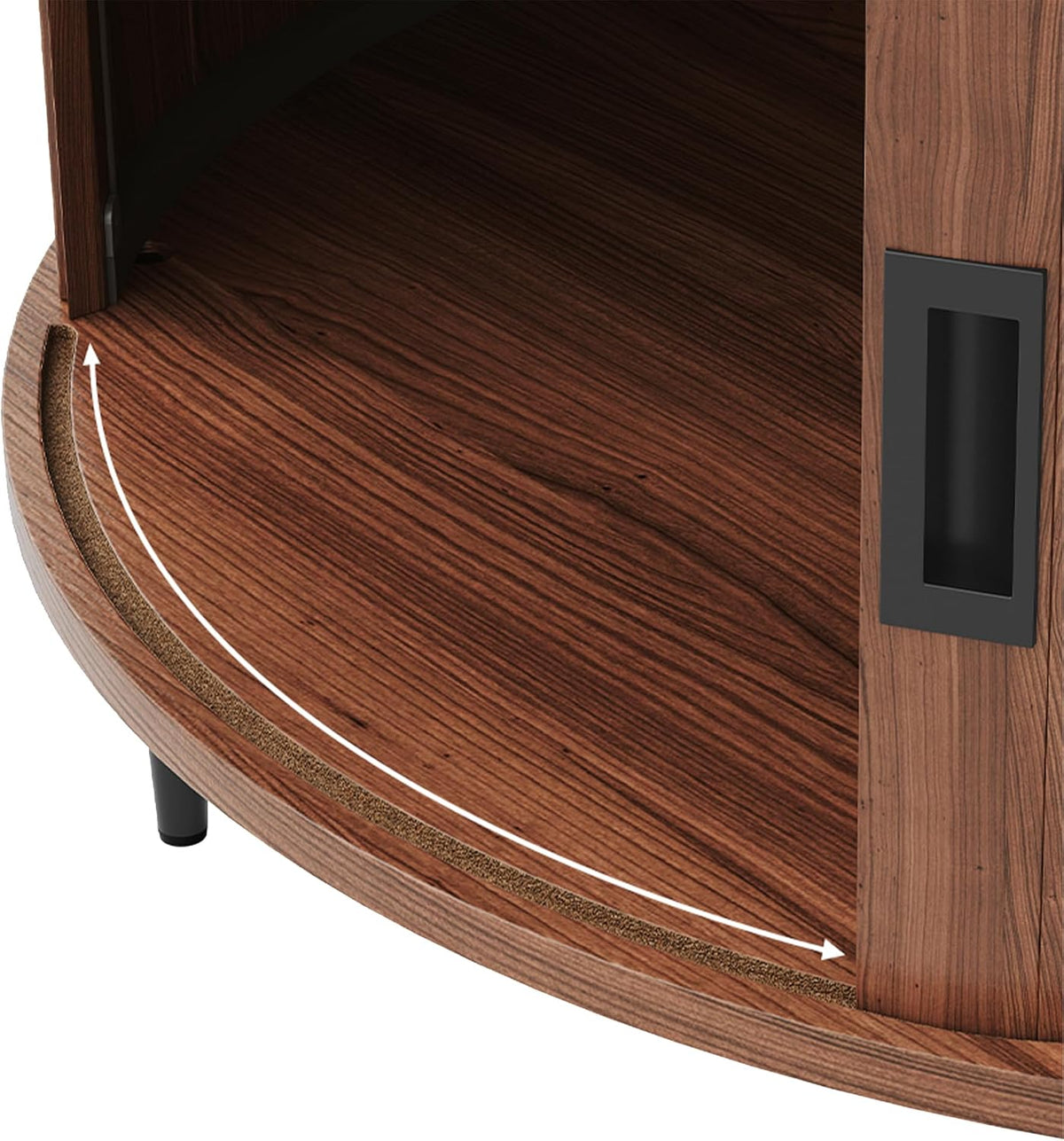 ARTPOWER 31.5" Round Coffee Table with Storage Mid Century Brown Walnut