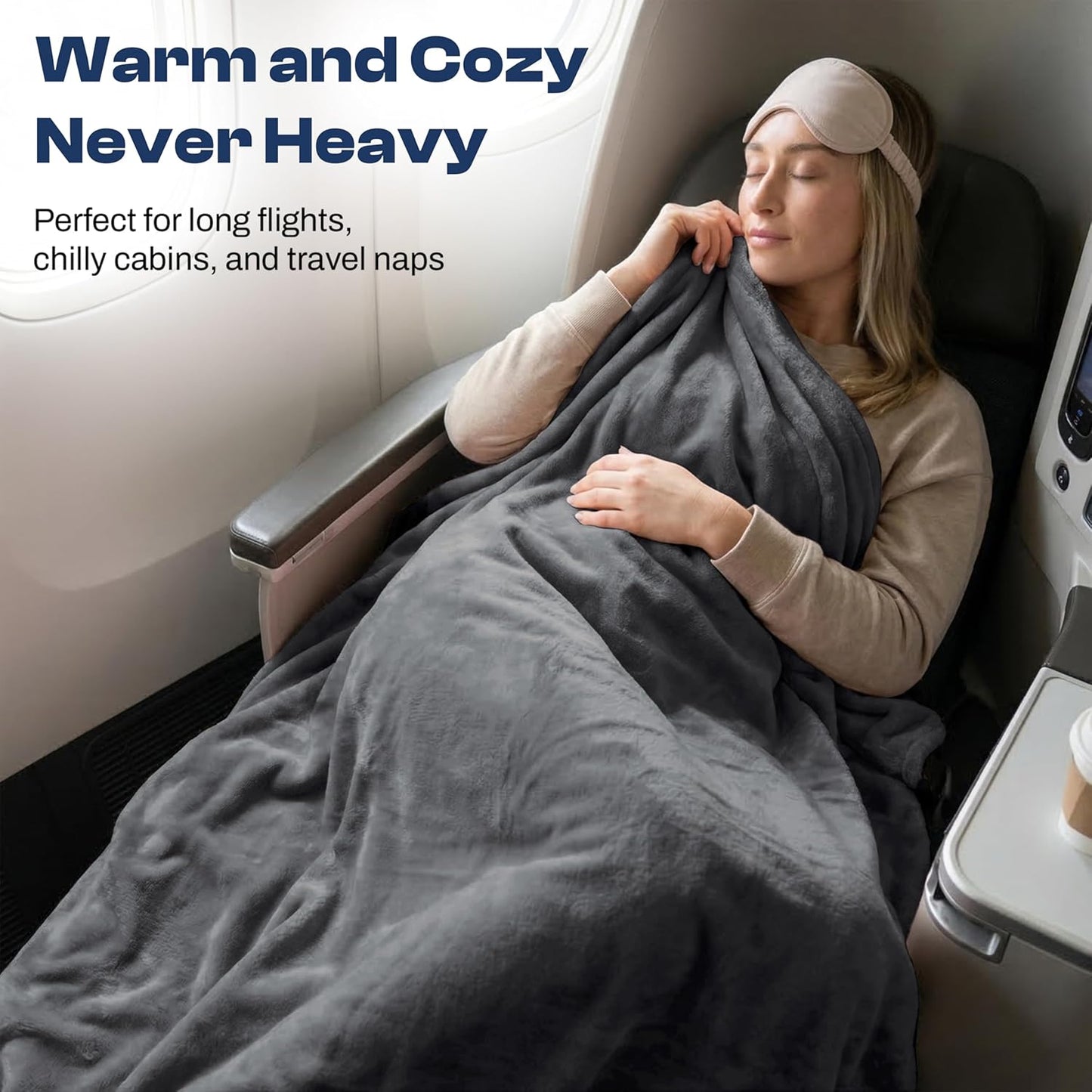 EverSnug Travel Blanket and Pillow - Premium Soft 2 in 1 Airplane Blanket with Soft Bag Pillowcase, Hand Luggage Sleeve and Backpack Clip (Grey)
