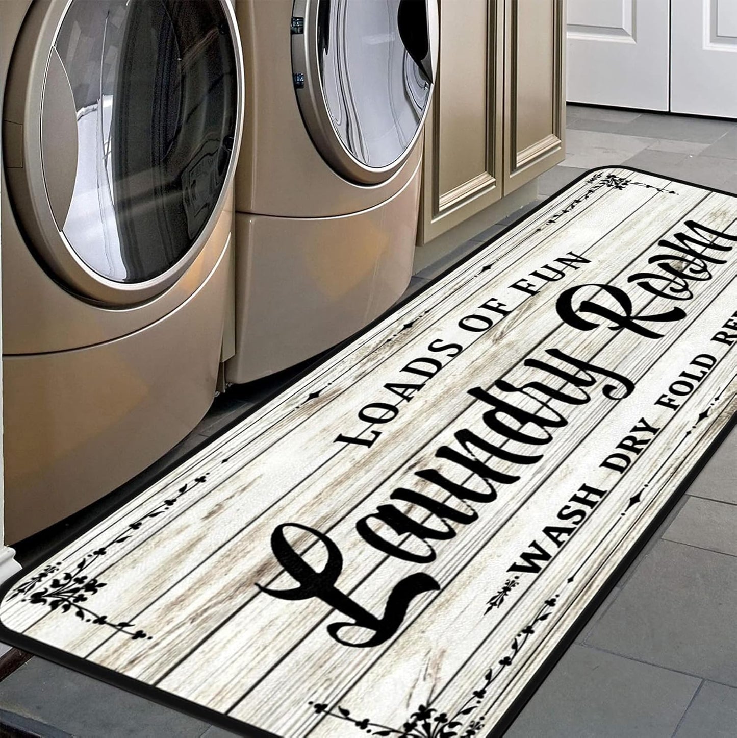 Black 2 Farmhouse Rug Runner.nslip, Waterproof Runner for Kitchen, Bathroom, Mudroom Decor 20''x48''