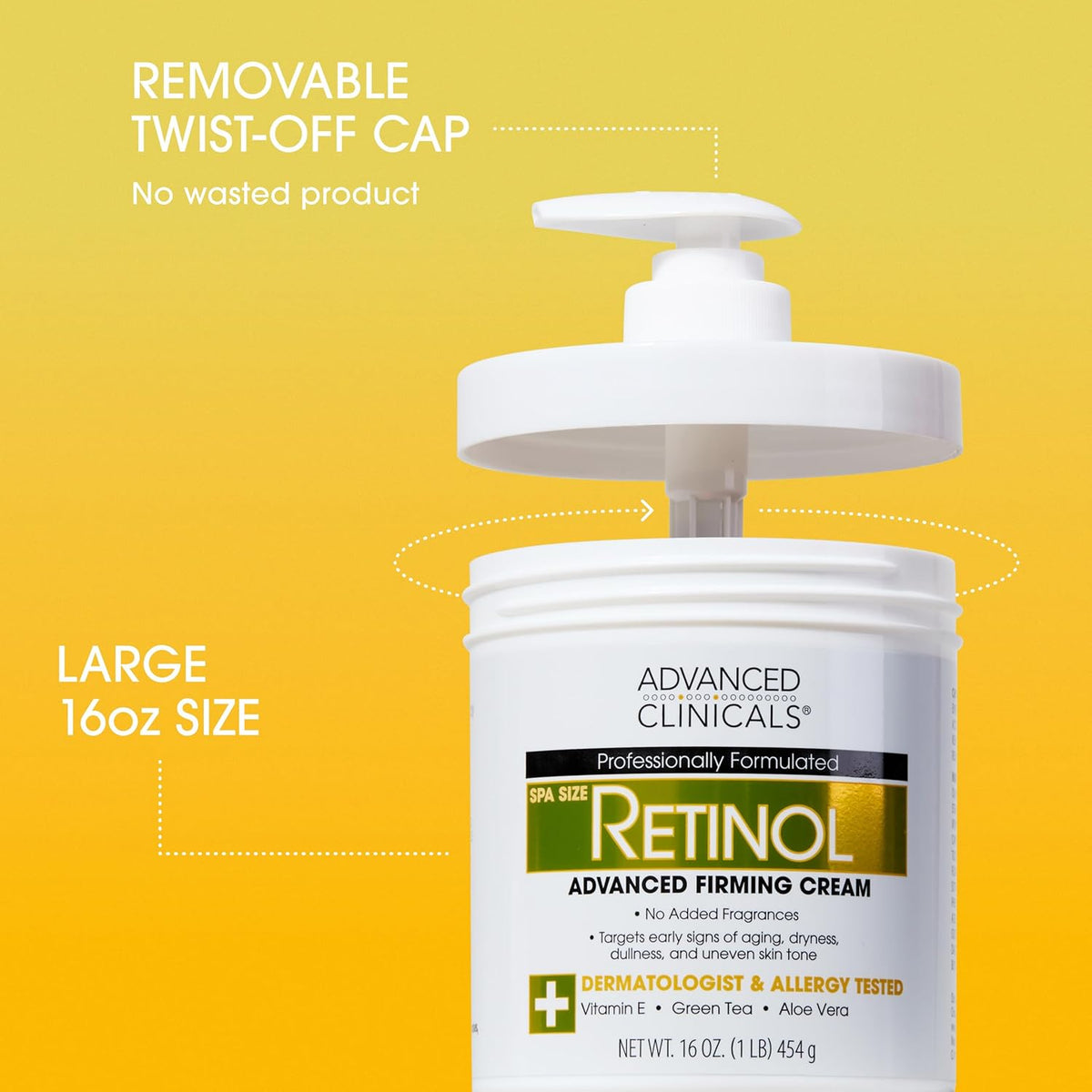 Advanced Clinicals Retinol Body Lotion & Face Moisturizer | Visible Anti Aging Skin Care Retinol Body Cream For Women & Men Targets Look Of Fine Lines, Wrinkles, & Crepe Looking Dry Skin, 16 Ounce