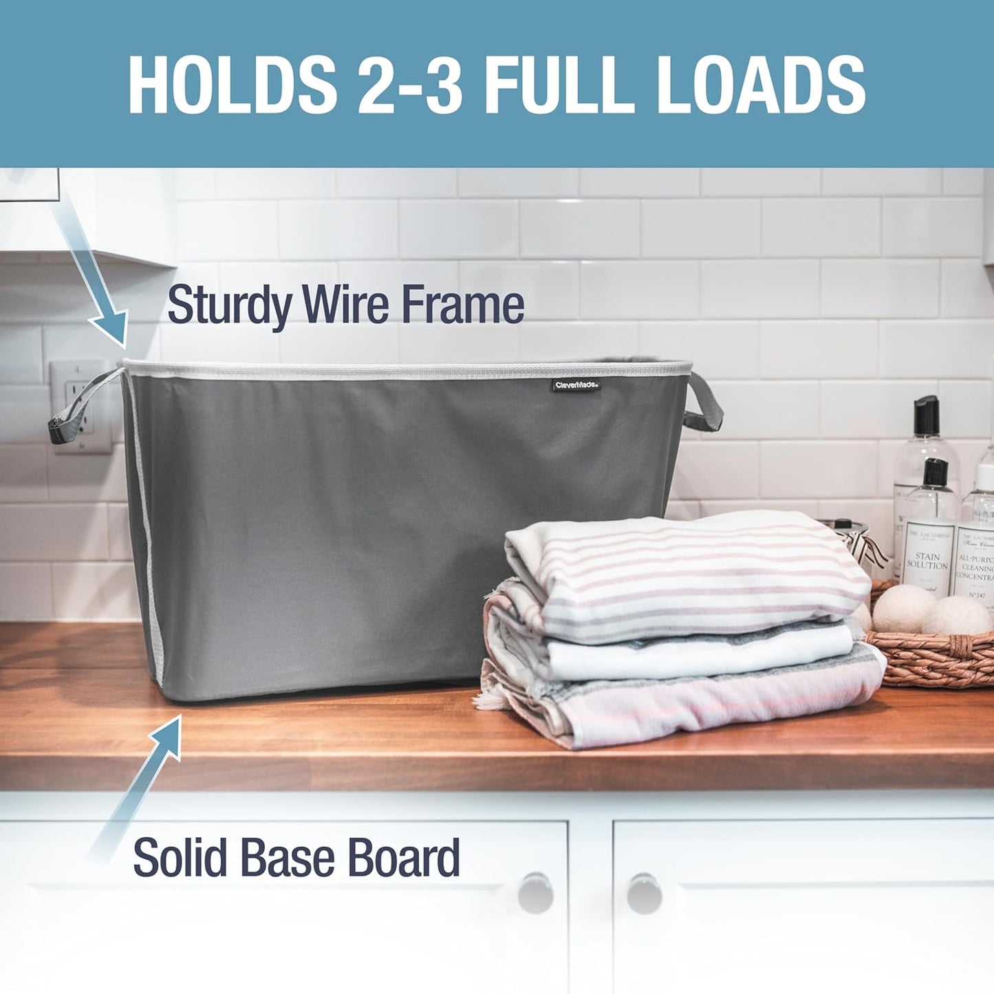Collapsible Laundry Basket - Shadow Gray/Stone Gray (2PK) | Clear Floor Space Between Laundry Days | Each Basket Holds 55 lb, Stays Upright While Loading, and Folds to 1.25 Inches