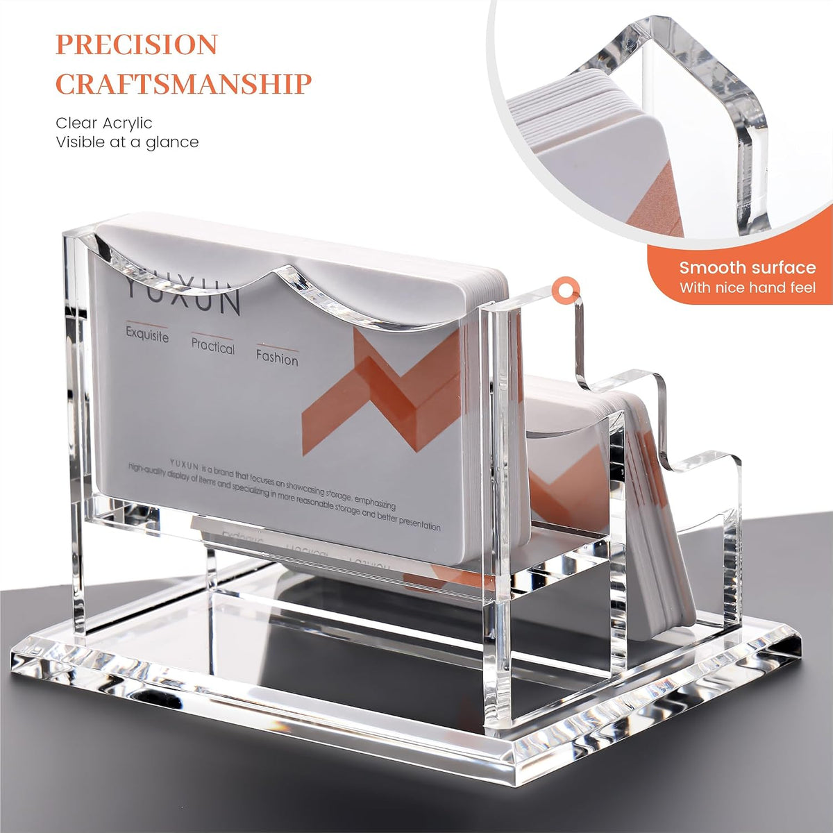 YUXUN Acrylic Business Card Holder for Desk-2 Tier 2 Slots