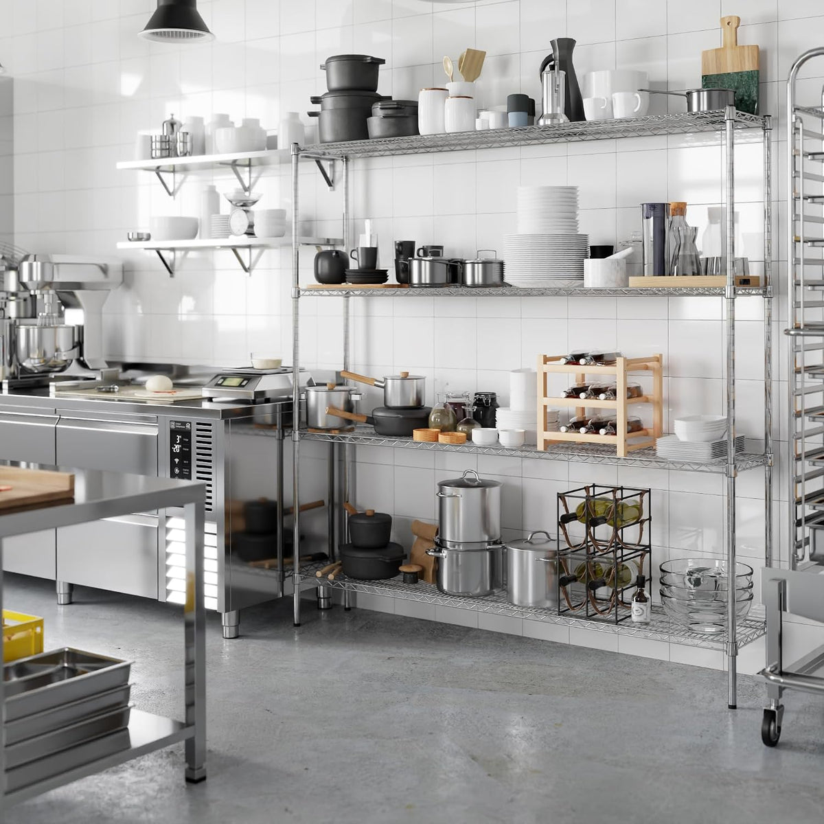 14" Deep x 72" Wide x 74" Height Wire Shelving Kit | 4-Tier | NSF Commercial Storage Rack Unit