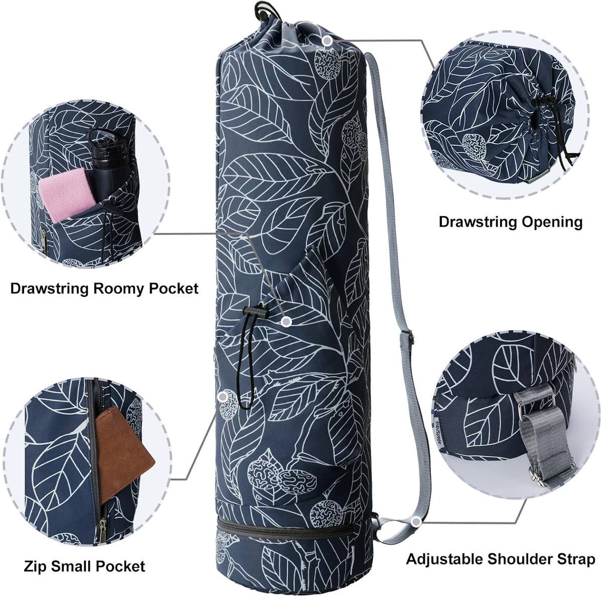 sportsnew Yoga Mat Bag with Water Bottle Pocket & Wet Pocket for Women