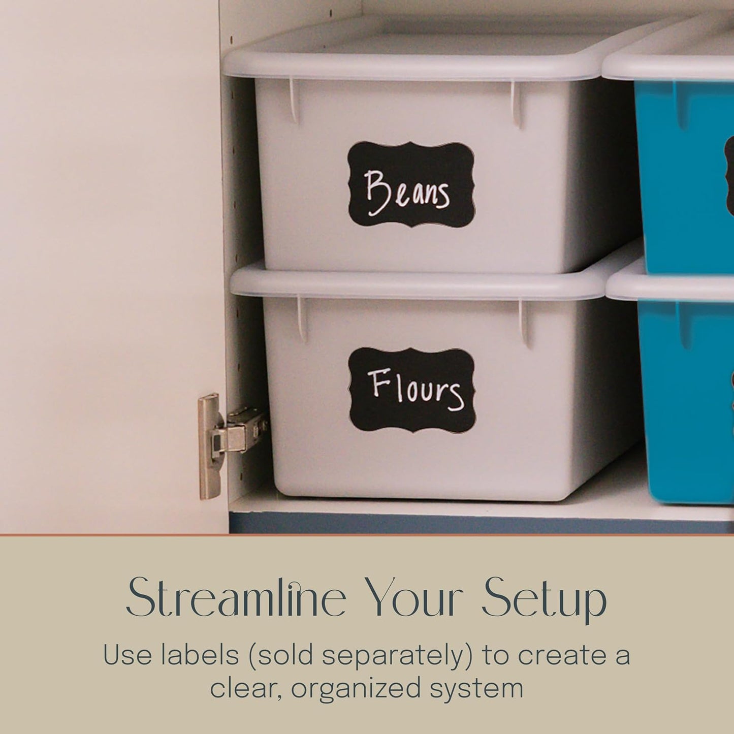 Cubby Storage Bins with Non-Snap Lids, 10-Pack, Contemporary
