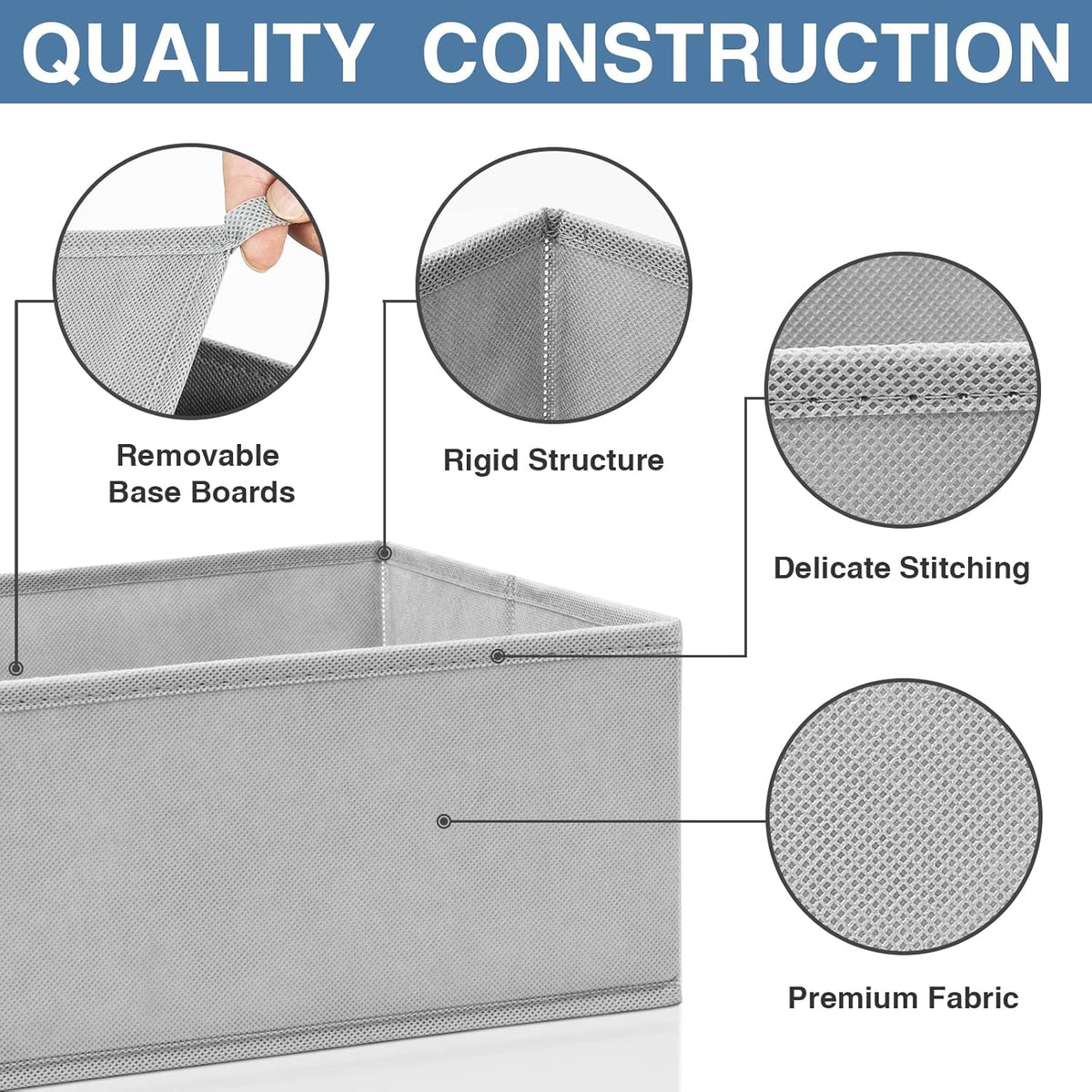 Criusia Drawer Organizer Clothes 12 Pack, Dresser Organizer for Nursery Bedroom Closet Organization and Storage - Baby Clothes Organizer Bins - Drawer Divider for Sock Underwear Bra Ties (Grey)