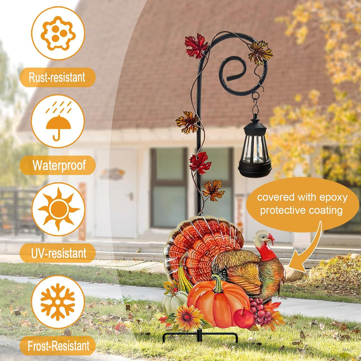 Thanksgiving Turkey Decorations Outdoor,Solar Fall Decorations Garden Stake