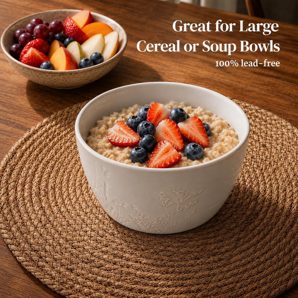 DOWAN 32 OZ Ceramic Bowls Set of 4 – Large Soup Bowls for Cereal, Ramen, Pho, Pasta & Salad Bowls – Stackable, Microwave & Dishwasher Safe – Wedding & Housewarming Gift