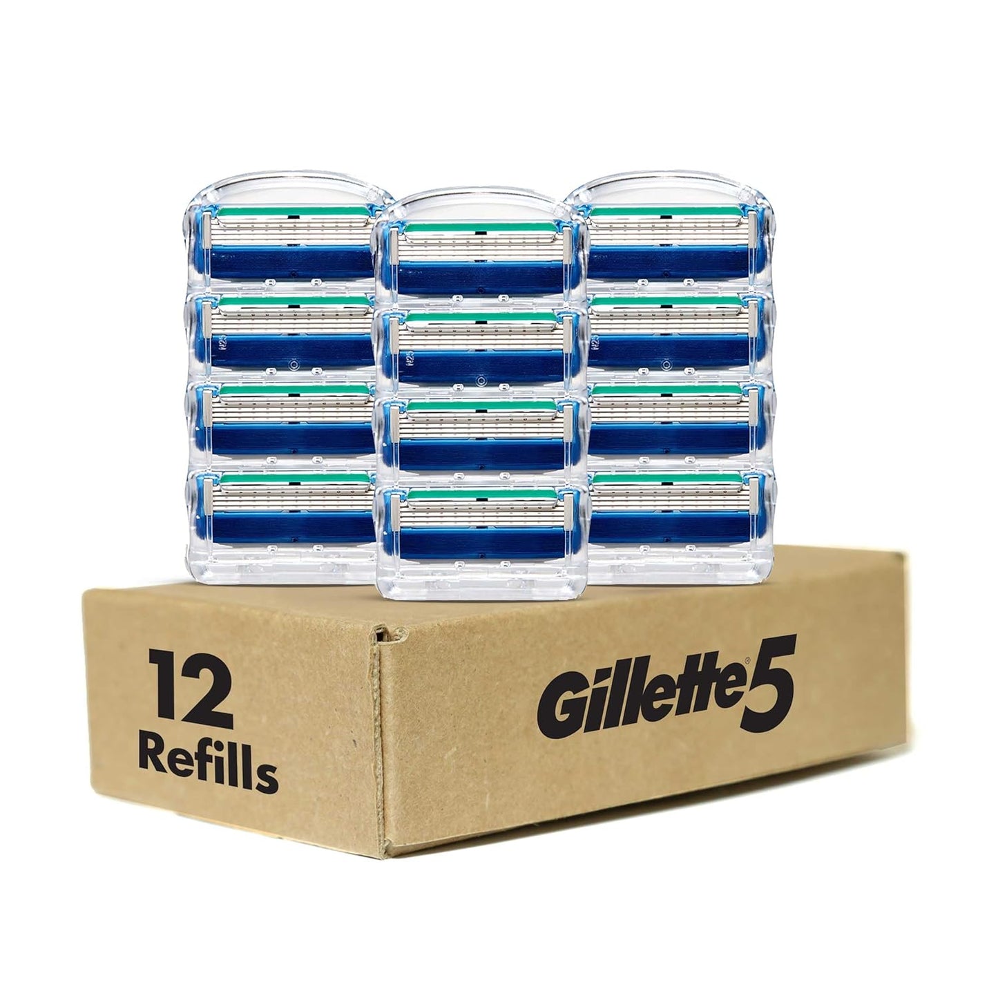 Gillette 5 Men's 5-Blade Razor Blade Refills, 12 Count
