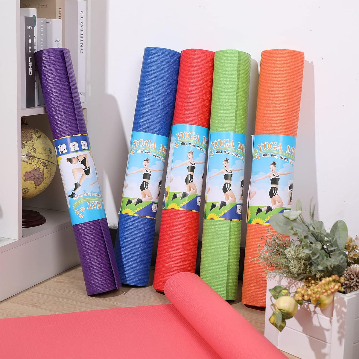 Amylove 12 Pieces Yoga Mats Bulk 68x24x0.12 Inch Exercise Non Slip Fitness Workout Mats for Women Men Home Workout Gym Yoga