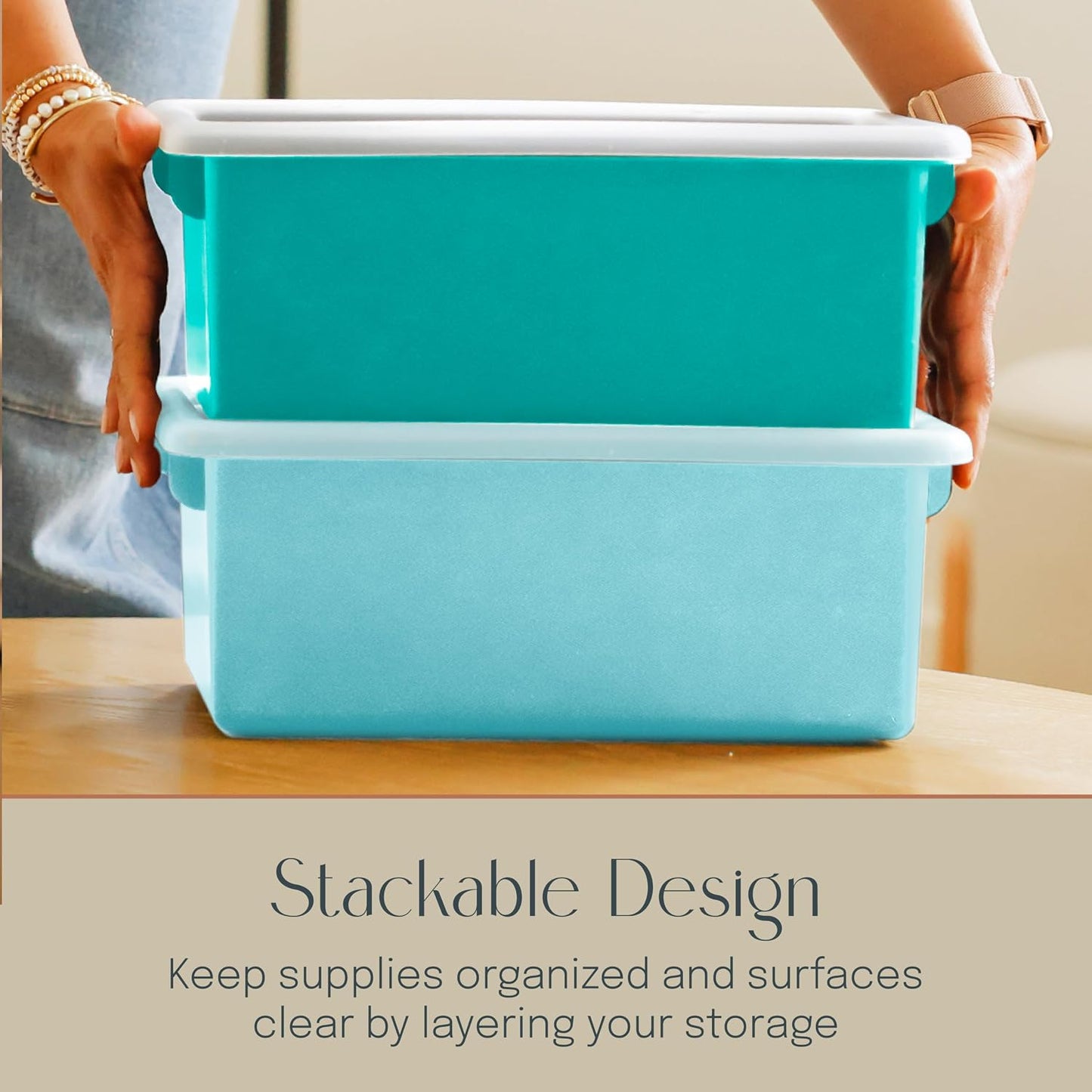 Cubby Storage Bins with Non-Snap Lids, 10-Pack, Contemporary