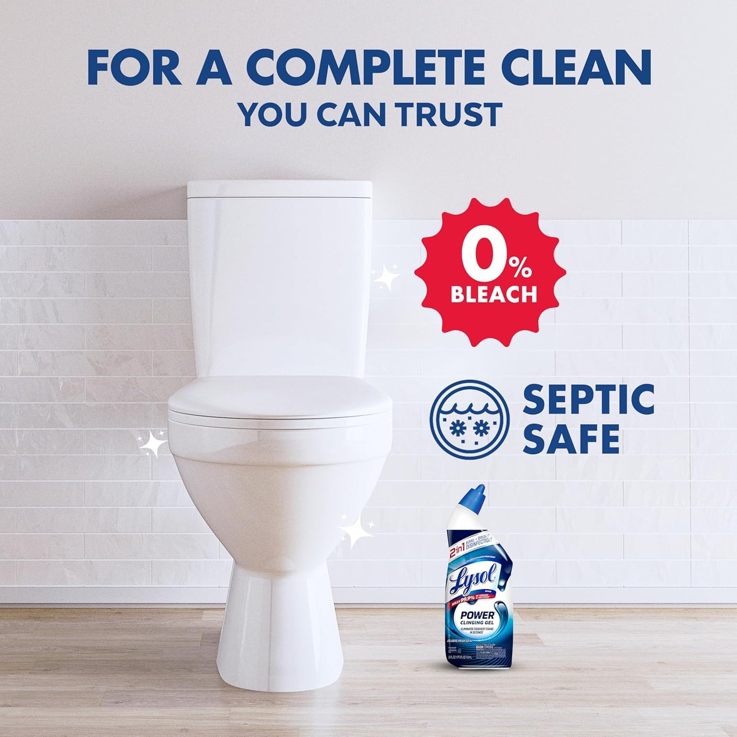 Lysol Toilet Bowl Cleaner, Max Strength Bathroom Cleaning Supplies, Toilet Bowl Cleaner Clinging Gel, Home Essential, Instant Stain Removal, Disinfecting and Deodorizing, Bleach Free, 24 oz (9 ct)