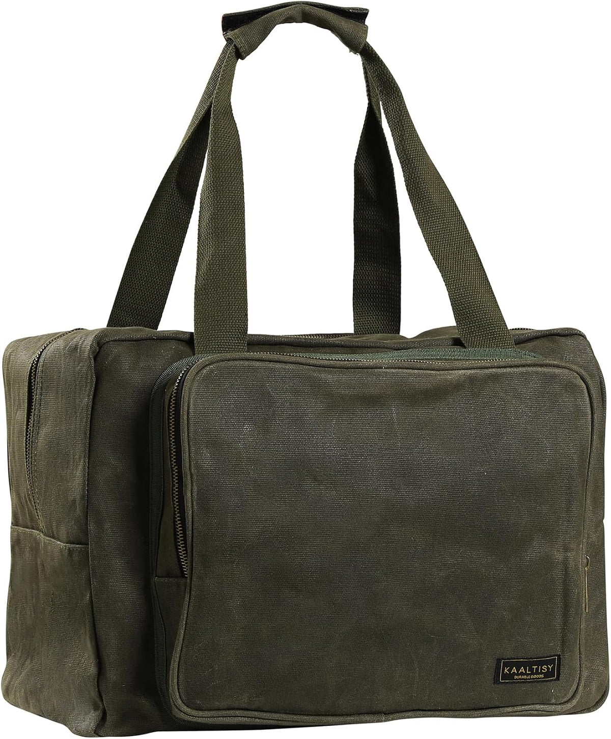 Tool Tote | Heavy Duty 16oz Waxed Canvas Tool Storage Bag - Portable 3 Pockets Tote Bag with Padded Handle& Metal Zipper, for Craftsman Gardener Carpenter Mechanic | 15.5"L x 7.5"W x 11.5"H