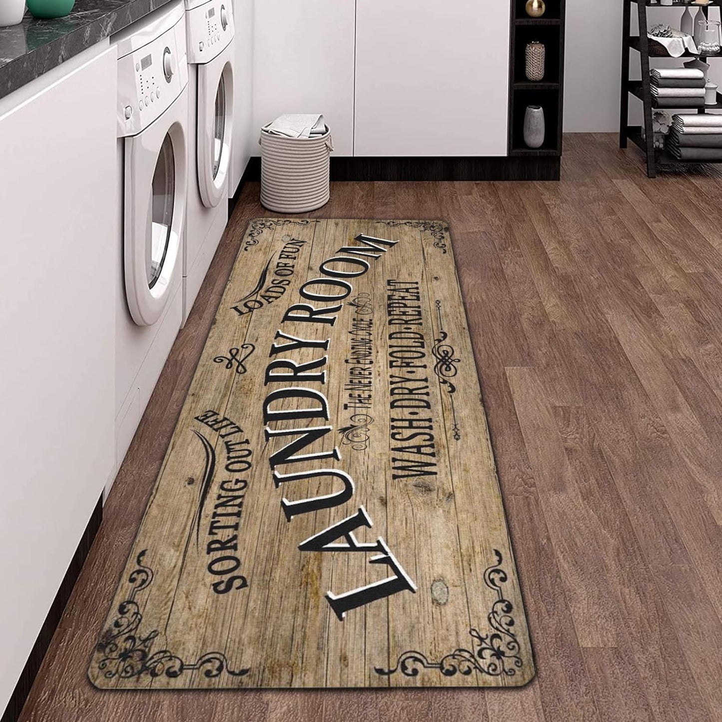 Non Slip Laundry Room Rug - Farmhouse Kitchen Floor Mat -Laundry Room Rug- Runner Decor -Washable Floor Carpet for Washroom Mudroom Kitchen Bathroom Hallway-20 x48