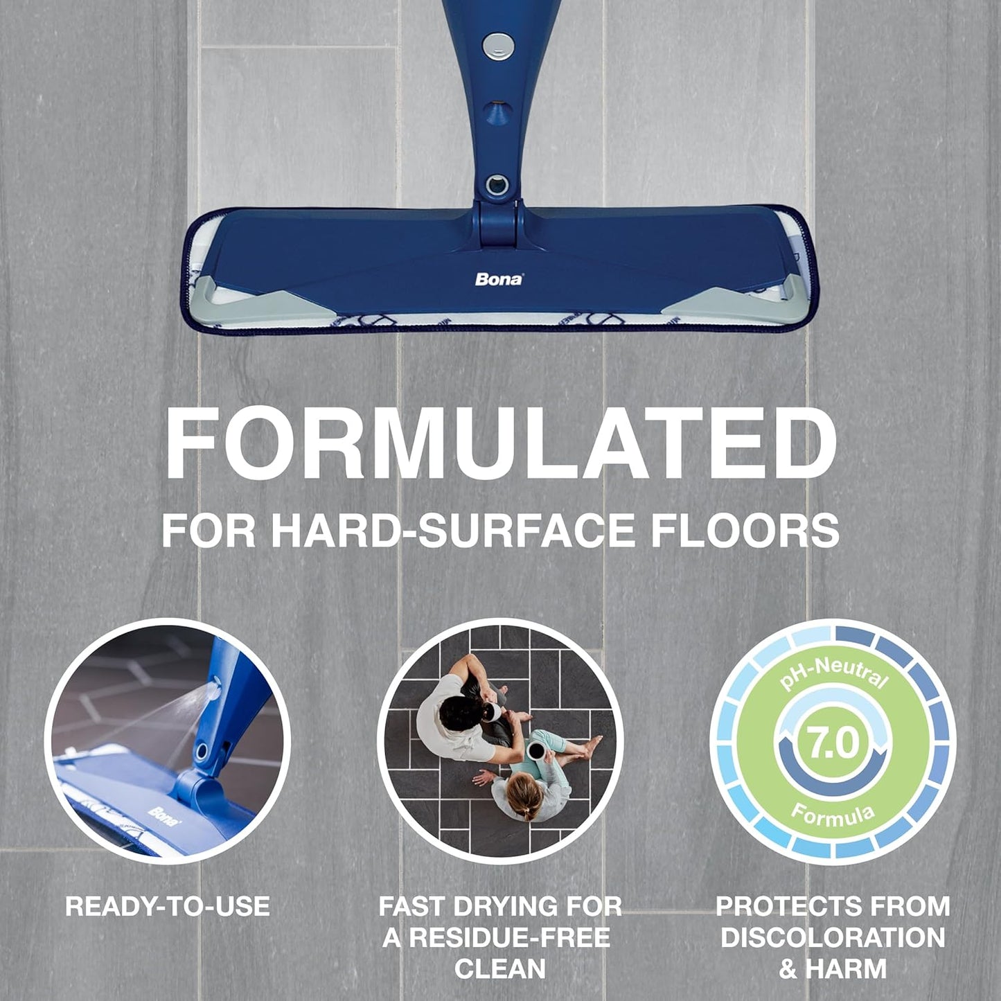 Bona Multi-Surface Floor Cleaner Refill - 128 fl oz - Unscented - Refill for Bona Spray Mops and Spray Bottles - Residue-Free Floor Cleaning Solution for Stone, Tile, Laminate, and Vinyl Floors