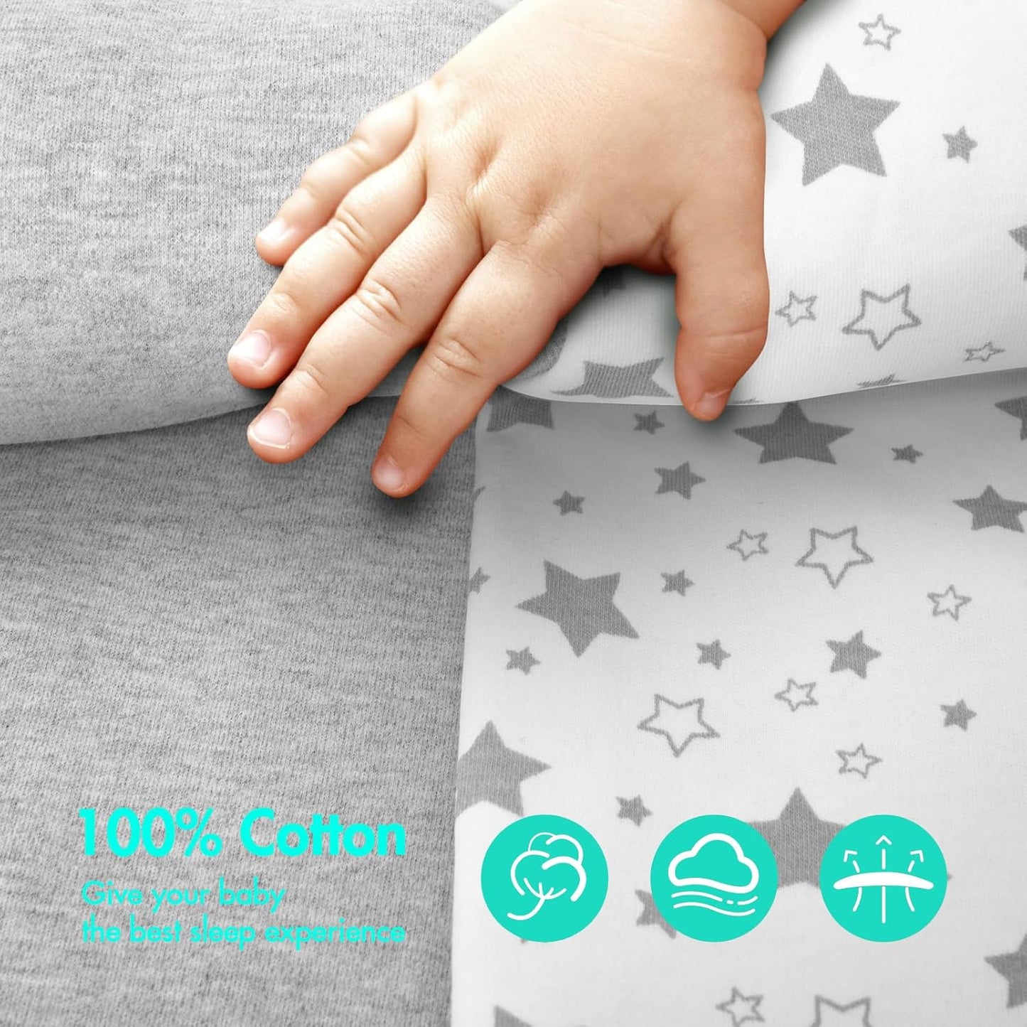 ANYEDDE 2-Pack Baby Swaddle 0-3 Months - Arms Up Swaddle for Newborns, Baby Sleep Bag with Cuff Removable & 2-Way Zipper, Gray Stars Design