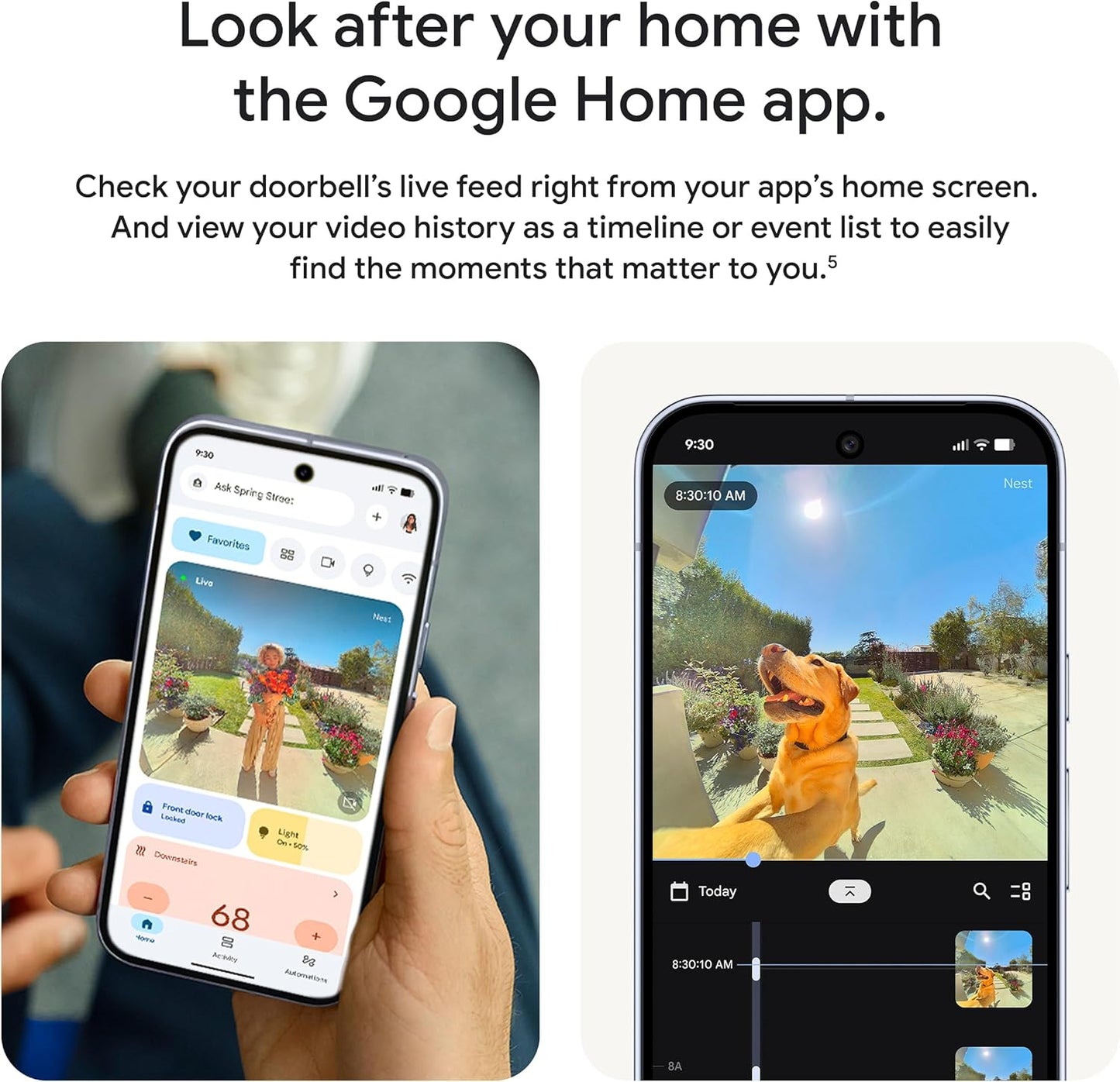 Google Nest Doorbell (Wired, 3rd Gen) - 2K Video and Gemini, Live View, Night Vision, 2-Way Audio - Works with Google Home - 2025 Model - Snow