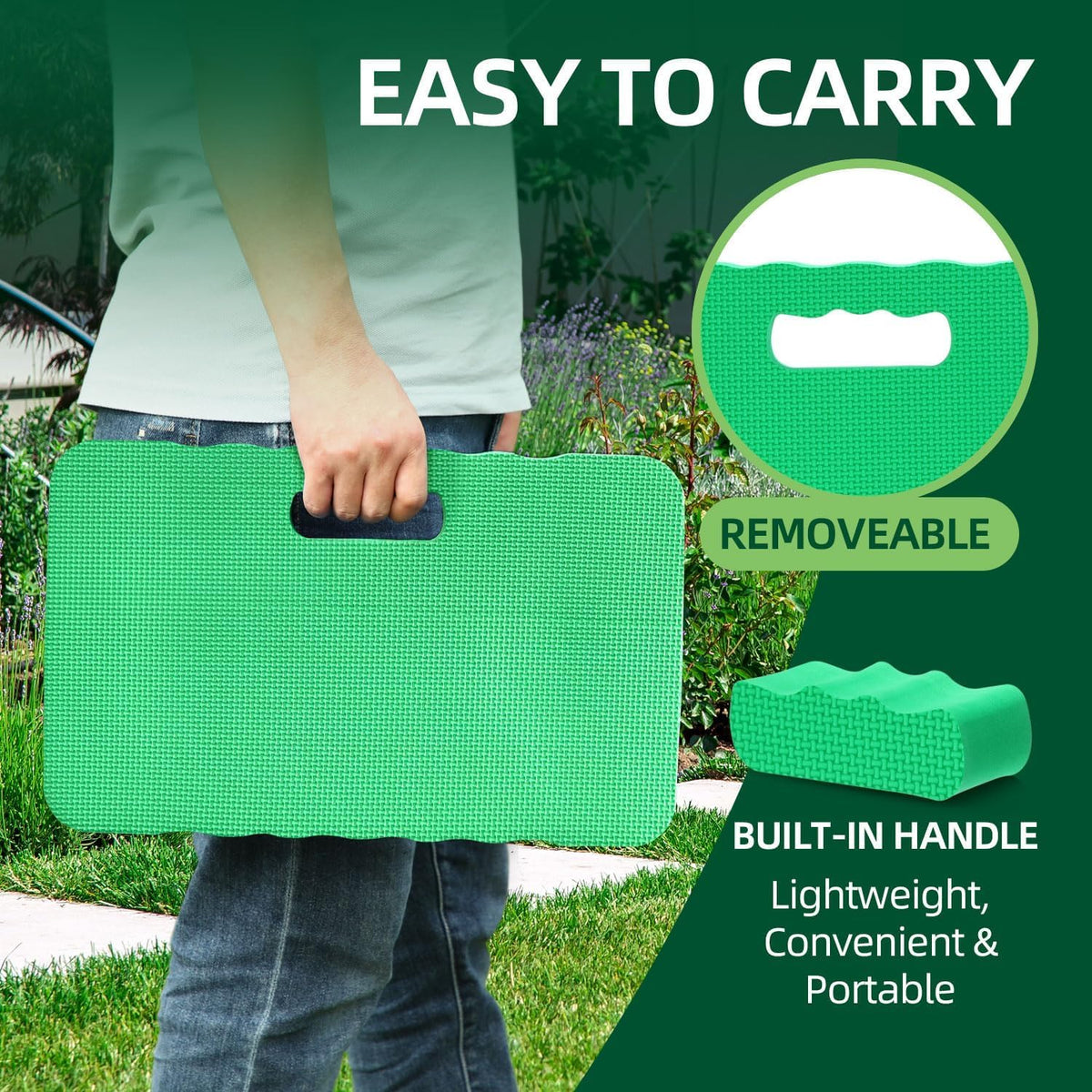 Ohuhu Premium Thick Kneeling Pad, 2-Pack Large Comfortable Gardening Knee Mat with 2 Different Surfaces, Extra Thick Knee Cushion Kneeler for Gardening, Work, Baby Bath, Exercise