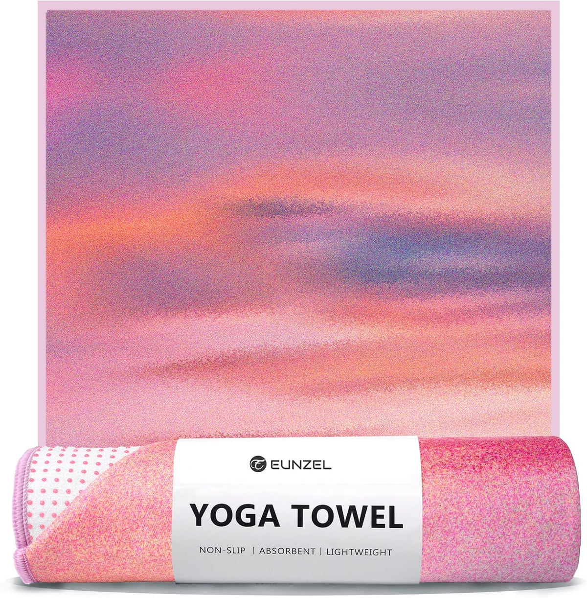 Eunzel Hot Yoga Mat Towel with Grip Dots, Printed Design 72" x 24"