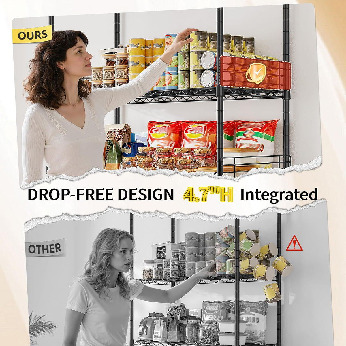 DurayLoly Adjustable Wire Shelving, 5 Hooks & 8 Blockers, Shelf for Kitchen