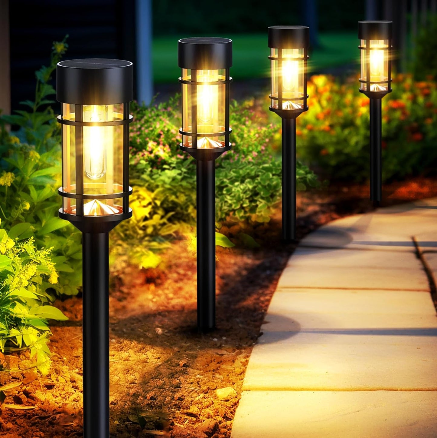 Mancra 8 Pack Solar Outdoor Lights, Bright Up to 12 Hrs Solar Lights for Outside, Waterproof Solar Garden Lights for Patio, Yard and Landscape, Brown