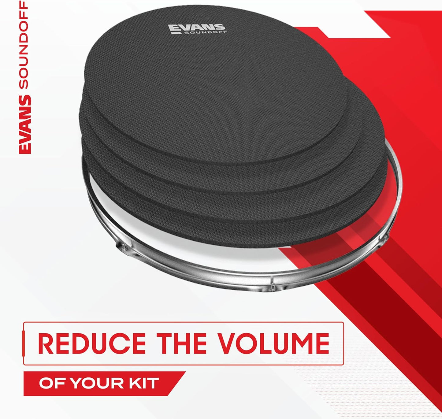 Evans Soundoff Drum Mute Pads - Full Box Pad Set - Mutes Pack - 3 Cymbals, 4 Tom/Snare, & 1 Bass - Great for Silencing Acoustic Kits to Practice - Fusion - 8-Pack