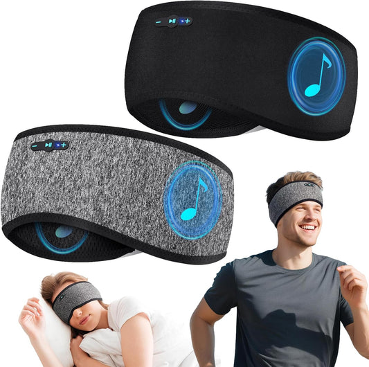 2 Pack Sleep Headphones Bluetooth 6.0 Headband, 20Hr Headband Headphones with HD Stereo Speakers, Sports Wireless Earphones for Side Sleepers Workout Yoga Travel Meditation, Gifts for Women Men