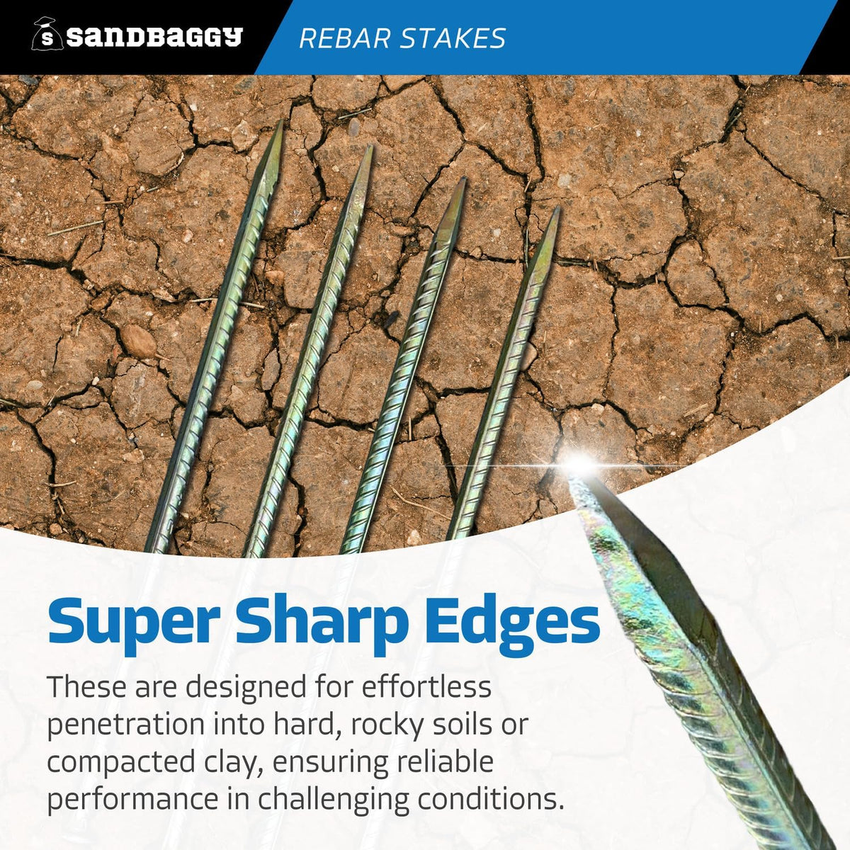 Sandbaggy 16" Galvanized Steel Rebar Stakes with Nail Head - Garden Stakes (#4 Rebar - 1/2" Diameter) - l-Shape - Ground Stake, Pins, Landscaping Spikes, Construction (150, Count)