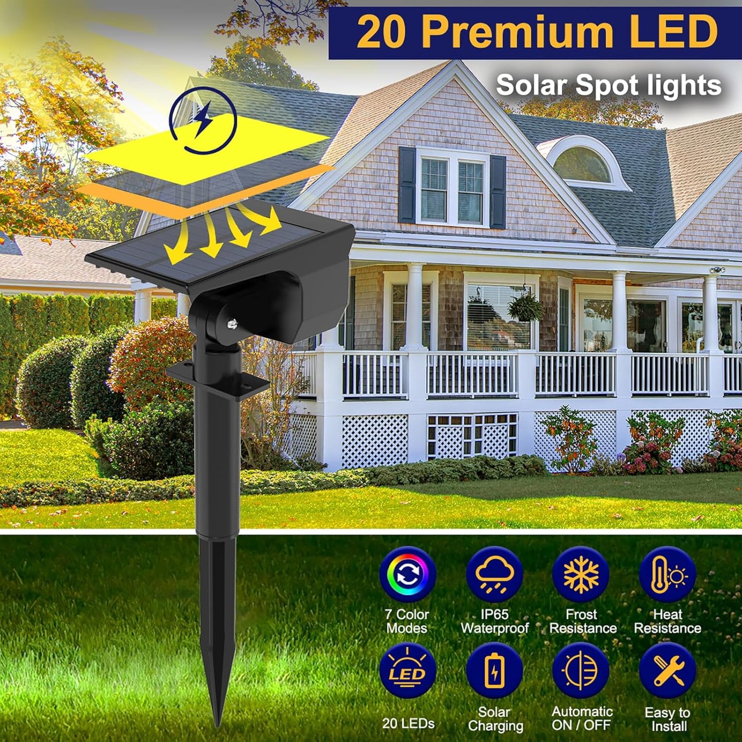 nipify 4 Pack Solar Spot Lights Outdoor Color Changing, 7 Modes Halloween RGB Solar Powered Waterproof Spotlight, Landscape Lighting for Outside Yard Garden Pathway