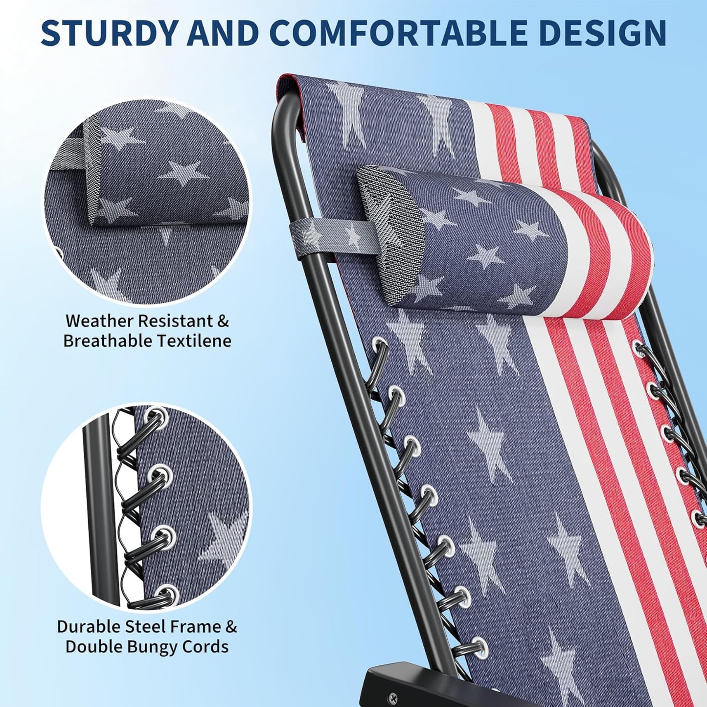 Garvee Zero Gravity Chair Set of 2, Patio Lounge Chair Outdoor with Pillow & Cup Holder Tray, Adjustable Reclining Chair, Folding Portable Camping Chair for Deck, Beach, Yard, Garden