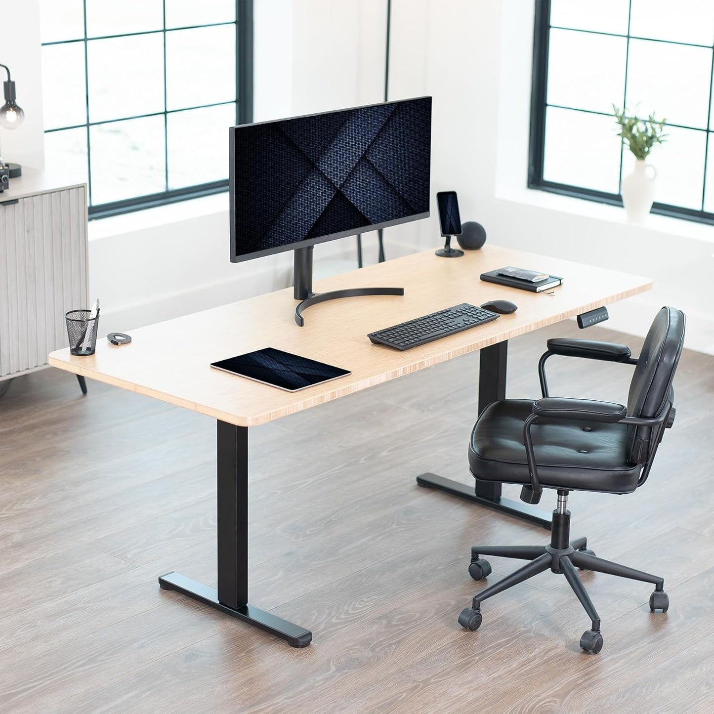 VIVO Heavy Duty Dual Motor Electric Sit Stand Desk Frame, 220 lbs Capacity up to 77" x 43" Tops, Memory Controller Height Adjustable Frame Only, Black, DESK-E-200B