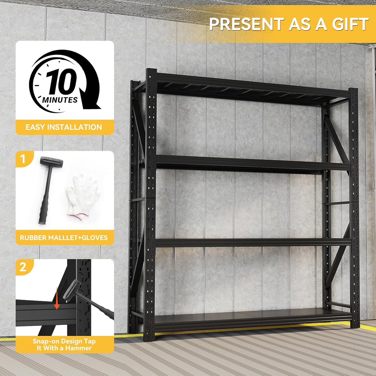 4000LBS Garage Shelving Heavy Duty Black, 48W x24D x79H