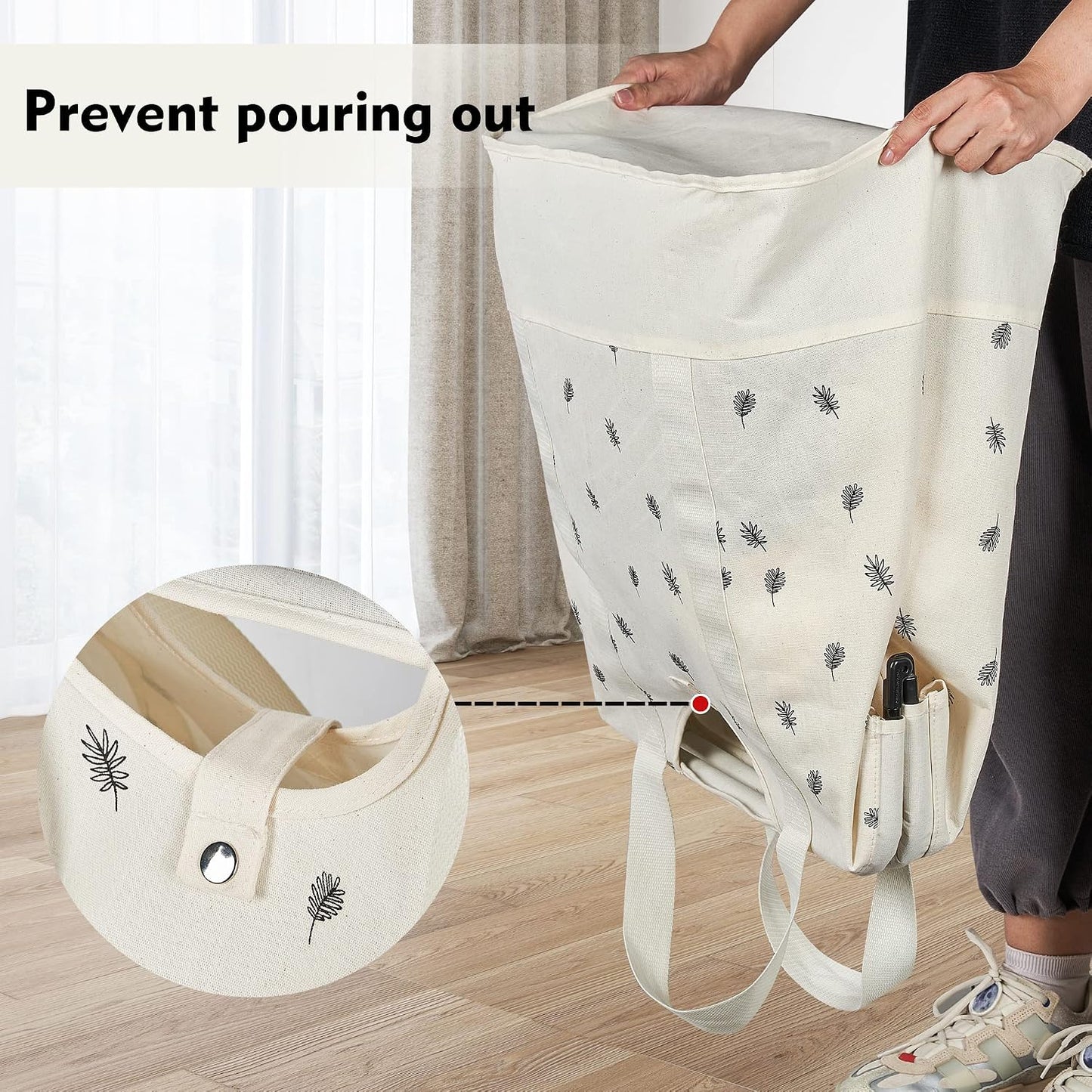 JOMOLA Collapsible Laundry Hamper 70L Large Foldable Laundry Basket Canvas Dirty Clothes Hamper Laundry Tote Bag with Handles for Family College Dorm Storage (Beige)