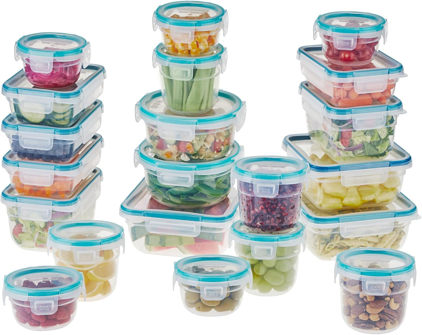 Snapware Plastic Total Solutions (14-Pack, Mixed Sizes) Food Storage Containers Set, Airtight & Leakproof Plastic Locking BPA-Free Lids Tupperware, Freezer Dishwasher Microwave Safe