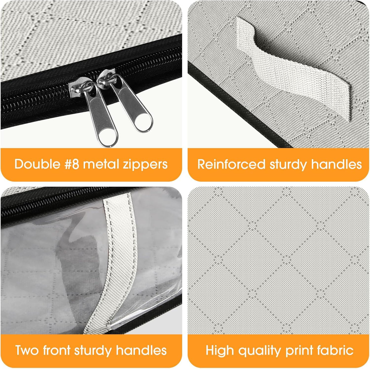 StorageRight Under Bed Storage Bags 3 Pack, 40L Large Clothes & Comforter Storage Containers with Clear Window, Breathable Fabric Organizer for Blankets, Bedding, Seasonal Clothing, White