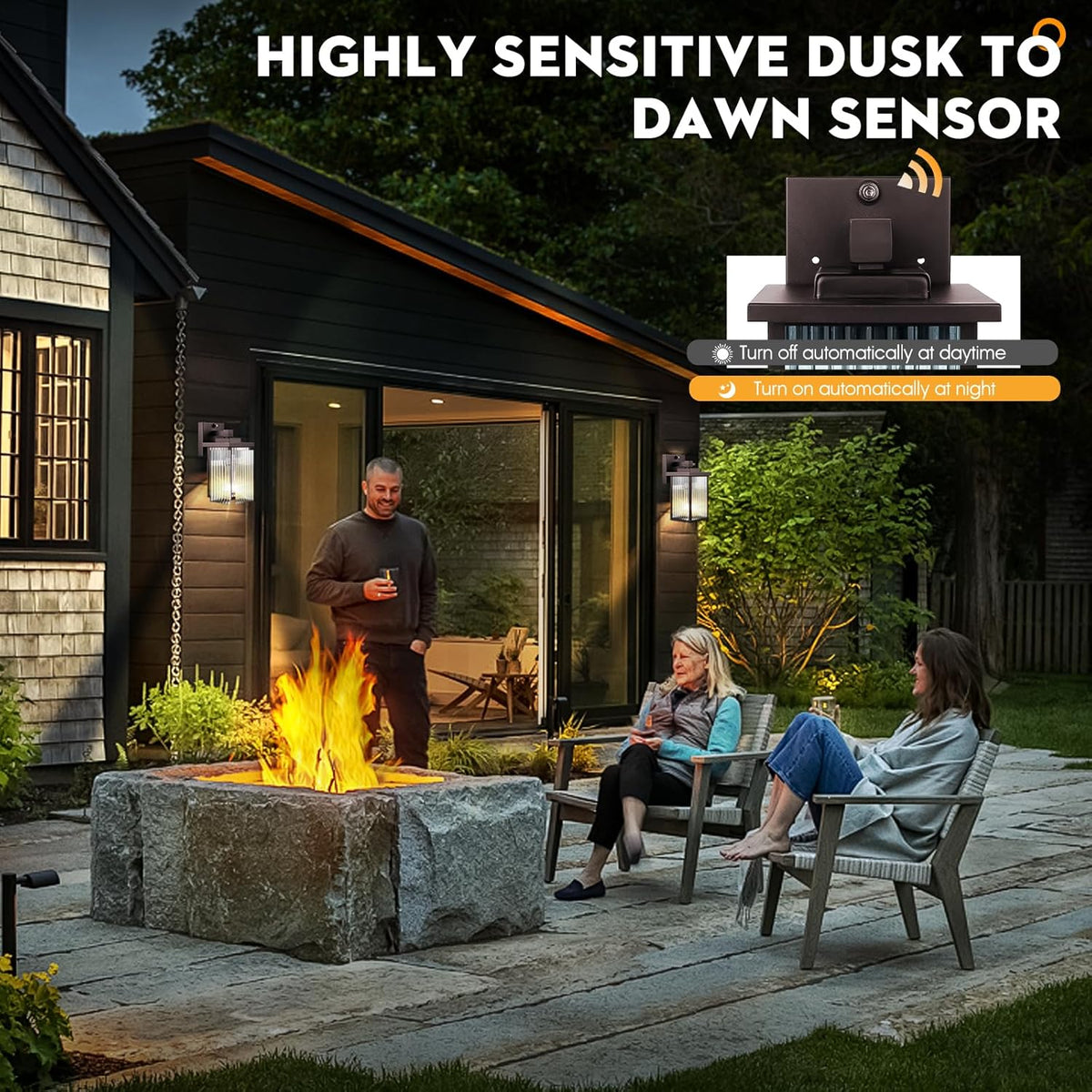 Outdoor Wall Lights for House Exterior, Dusk to Dawn Porch Lights Outdoor, Waterproof Matte Black Front Door Light Fixture & Garage Lighting with Wall Mount Sconce(Oil-Rubbed Bronze)