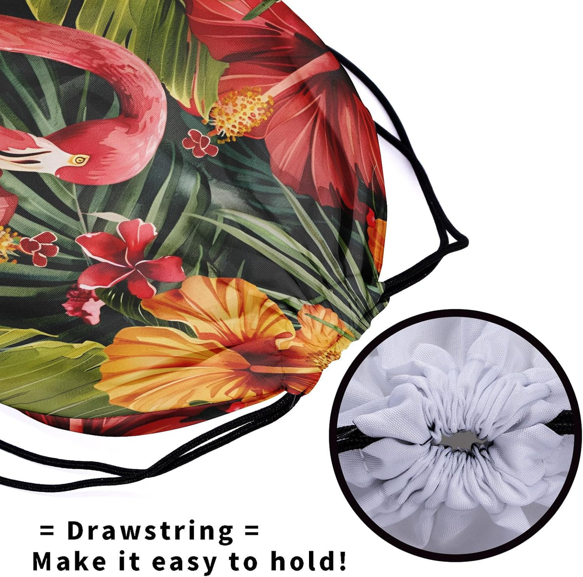 Giwawa Colorful Gymnastic Grip Bag for Flamingo Lover Summer Flowers Drawstring Bag Adjustable