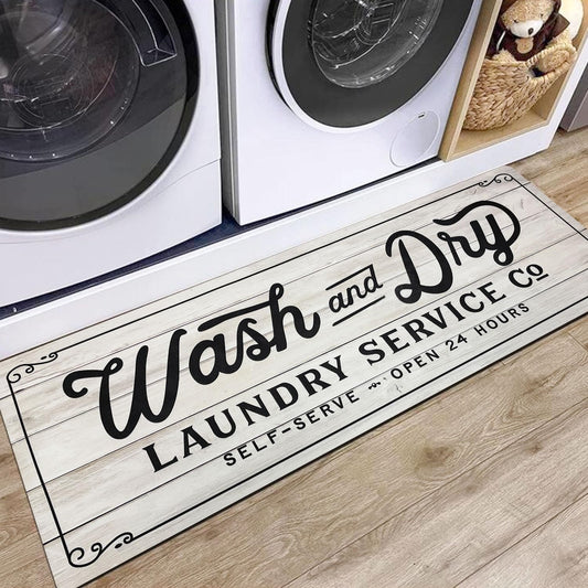 KOZYFLY Laundry Room Rug Runner 20"x48" Non Slip Kitchen Rugs Washable Laundry Room Mat Waterproof Mudroom Floor Carpet Runner Farmhouse Decor, 1.7x4ft, Light Grey, Wash and Dry