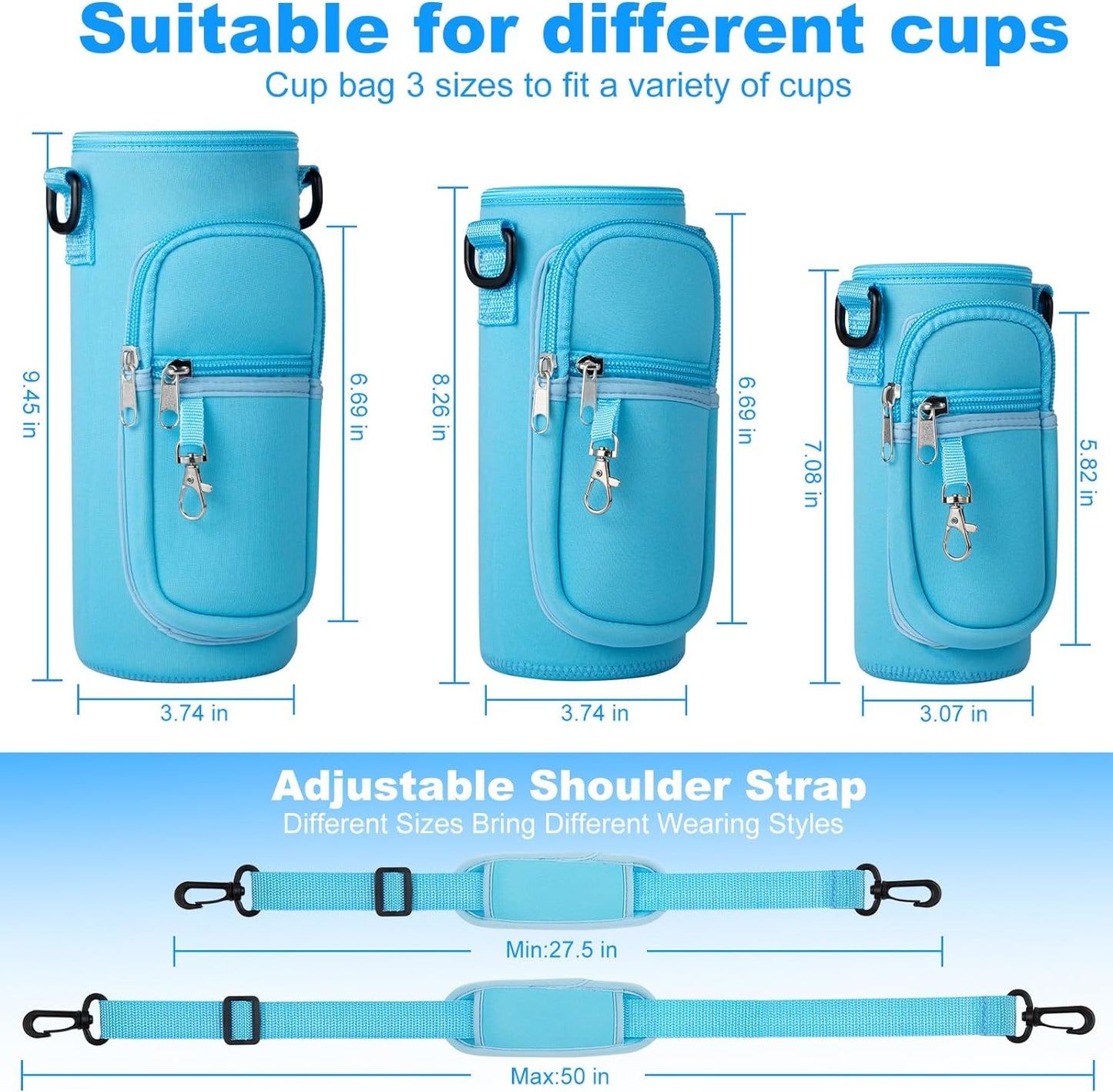 RRegeny Water Bottle Holder with Strap for Hydroflask 32oz 40oz, Carrier Sling Bag with Phone Pocket Water Bottle Sleeve for Men Women Hiking Camping Travelling