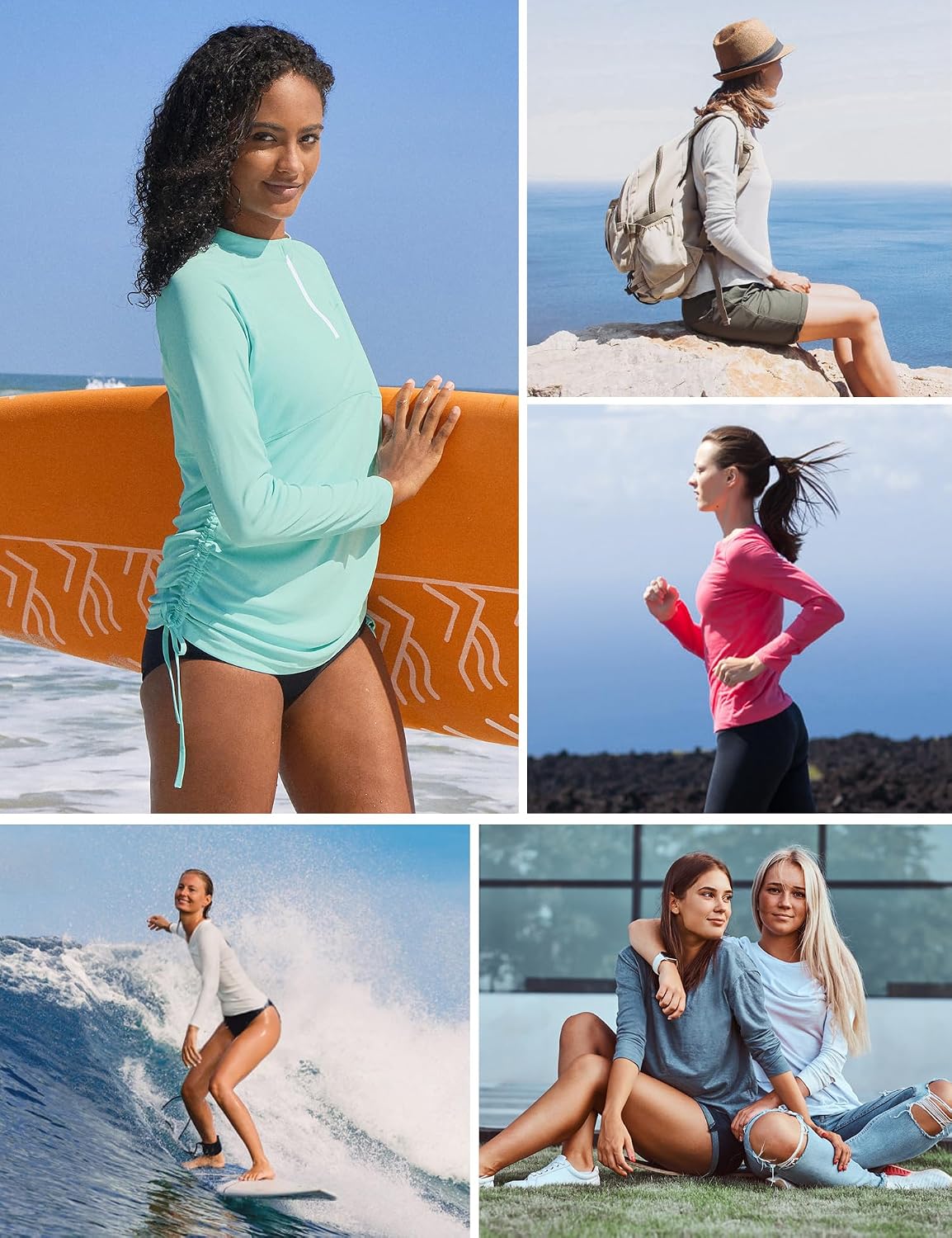 Ewedoos Rash Guard for Women UPF 50+ Sun Protection Clothing Swim Shirts for Woman SPF Shirts Long Sleeve UV Sun Shirts