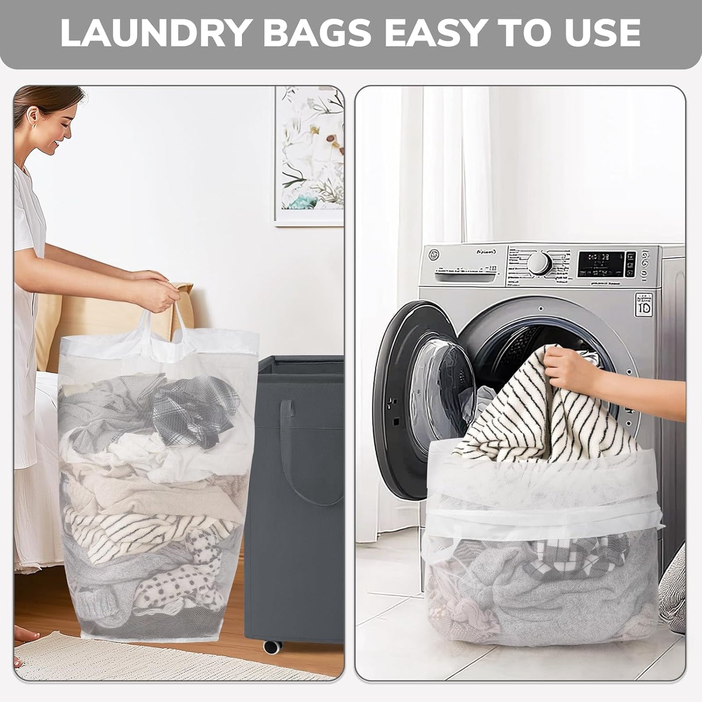 Goodpick Laundry Basket with Wheels, Laundry Hamper with Removable Wash Bag, Clothes Hamper, Rolling Laundry Basket, Dorm Room Essentials, 75L, Grey