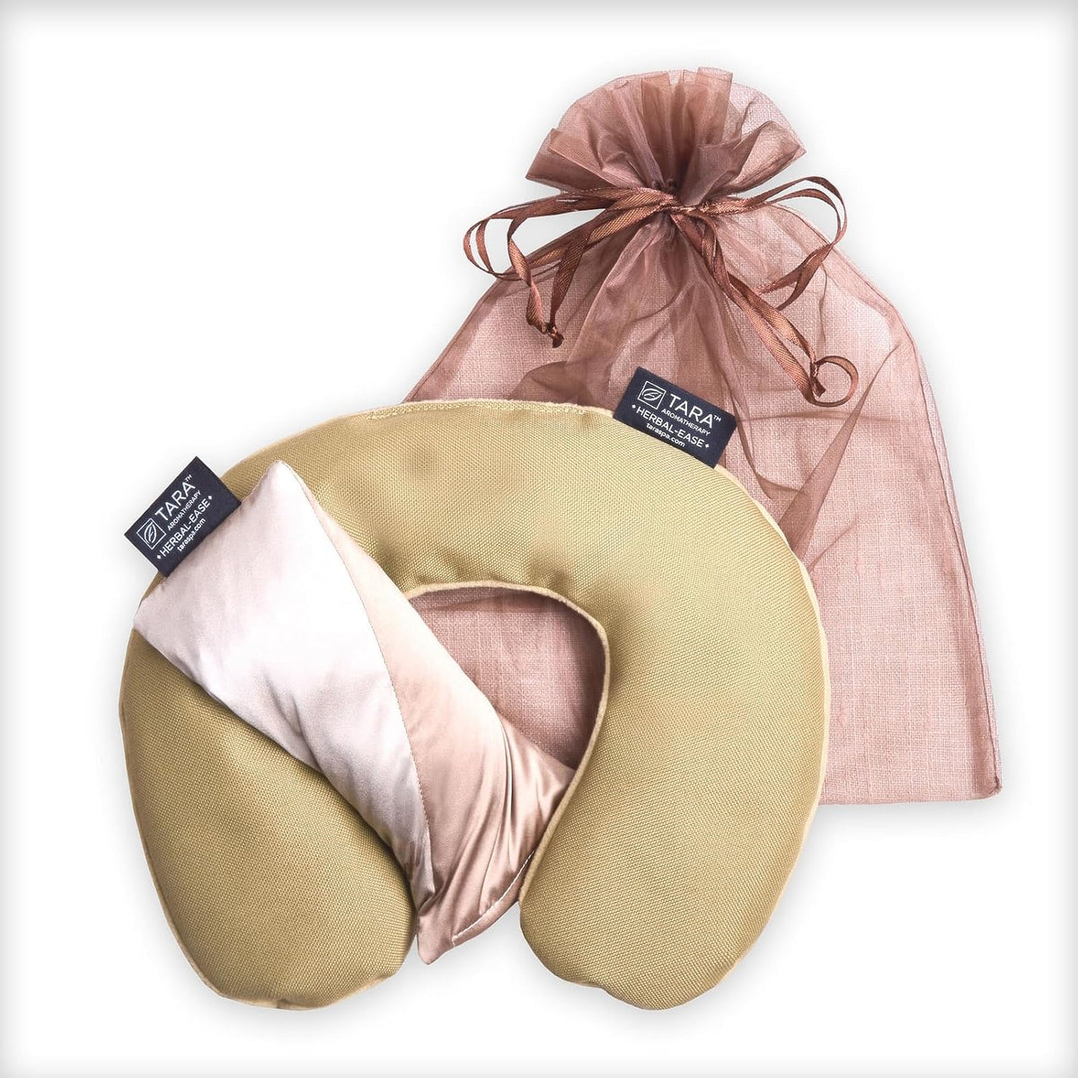 TARA Spa Therapy Herbal-Ease Aromatherapy Pillow Gift Bag Set, Neck + Silk Eye Pillow, Chai